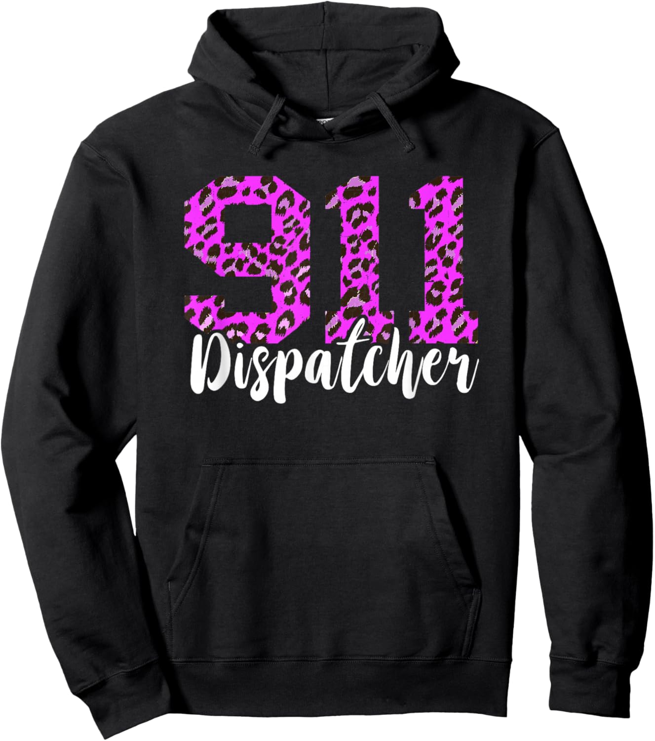 Dispatcher 911 Dispatch Thin Yellow Line Purple Leopard Hoodie - Hoodie | Black