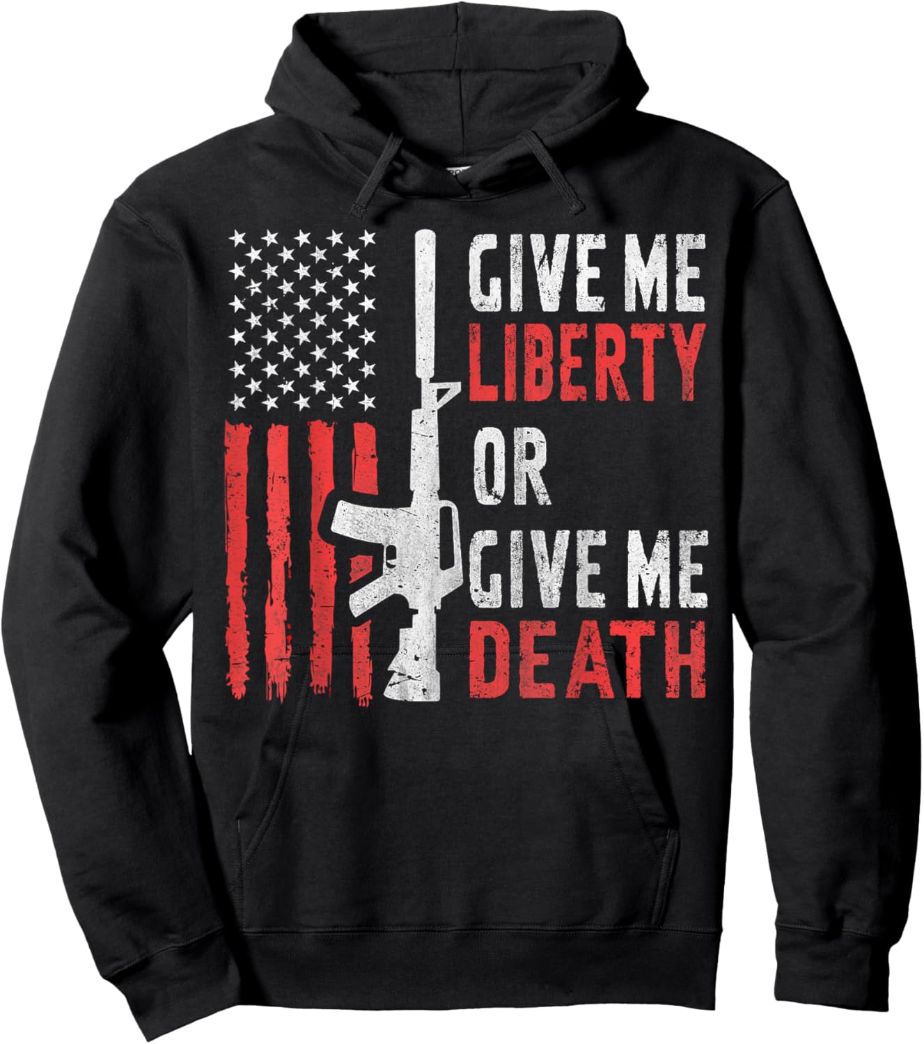 American Eagle Give Me Liberty Or Give Me Death 4th of July Hoodie - Hoodie | Black
