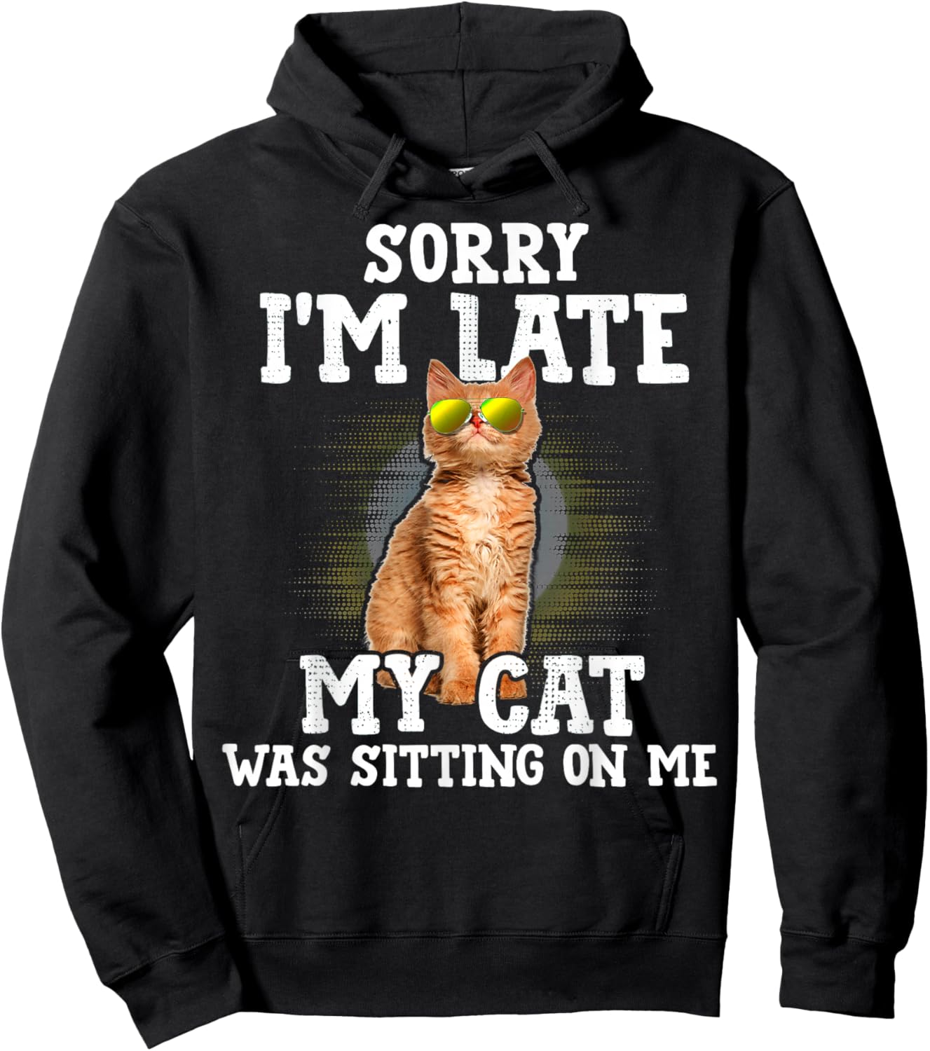 Sorry I'm Late My Cat Was Sitting On Me Orange Tabby Cats Hoodie - Hoodie | Black