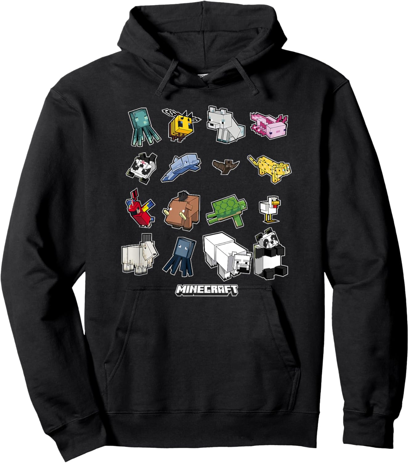 Minecraft Animal Mobs Poster Hoodie - Hoodie | Black