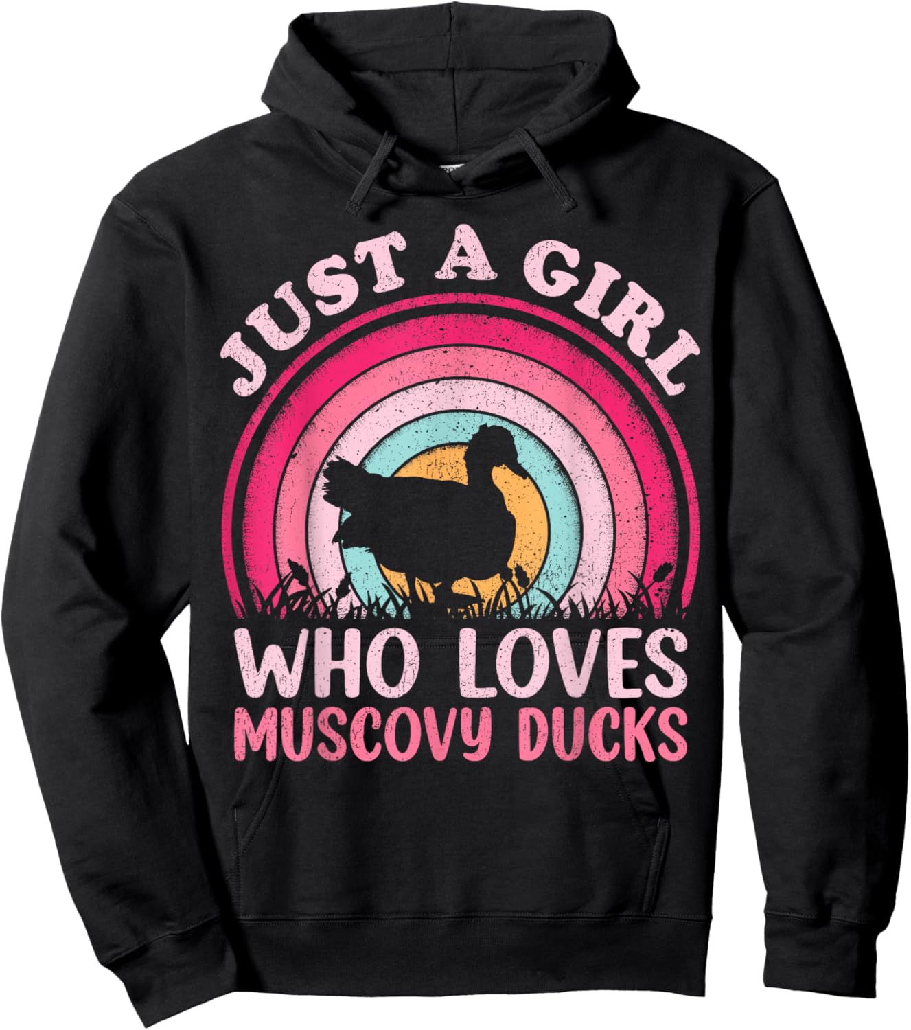 Duck Bird Vintage Retro Just A Girl Who Loves Muscovy Ducks Hoodie - Hoodie | Black