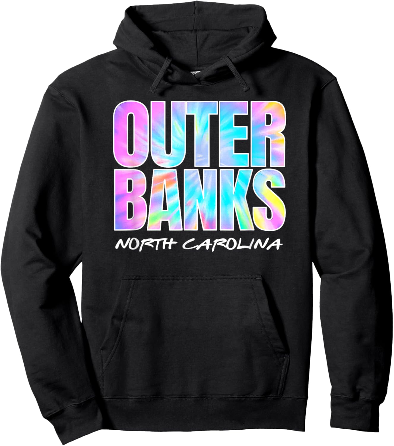Vintage Outer Banks NC OBX Retro Tie Dye Graphic Souvenir Hoodie - Hoodie | Black
