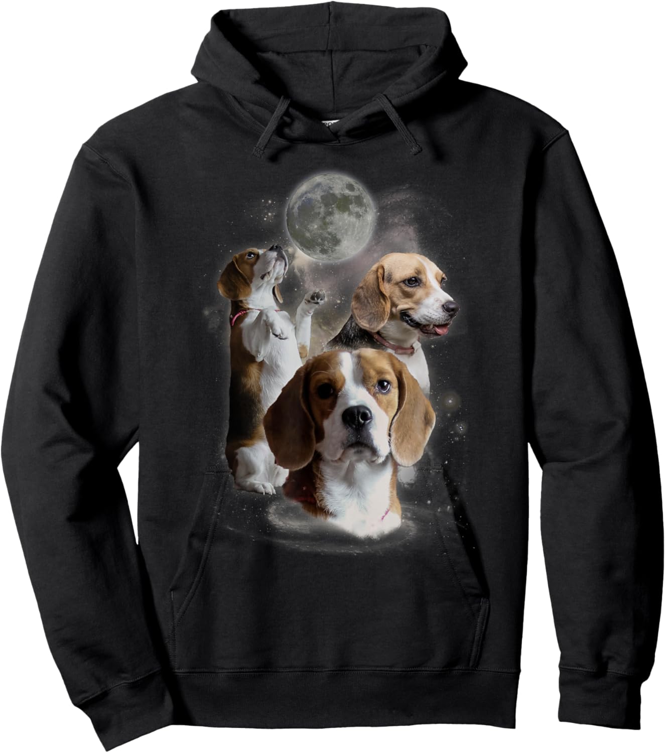 Howling at the Moon Shirt - Funny Beagle Shirt - Beagle Hoodie - Hoodie | Black