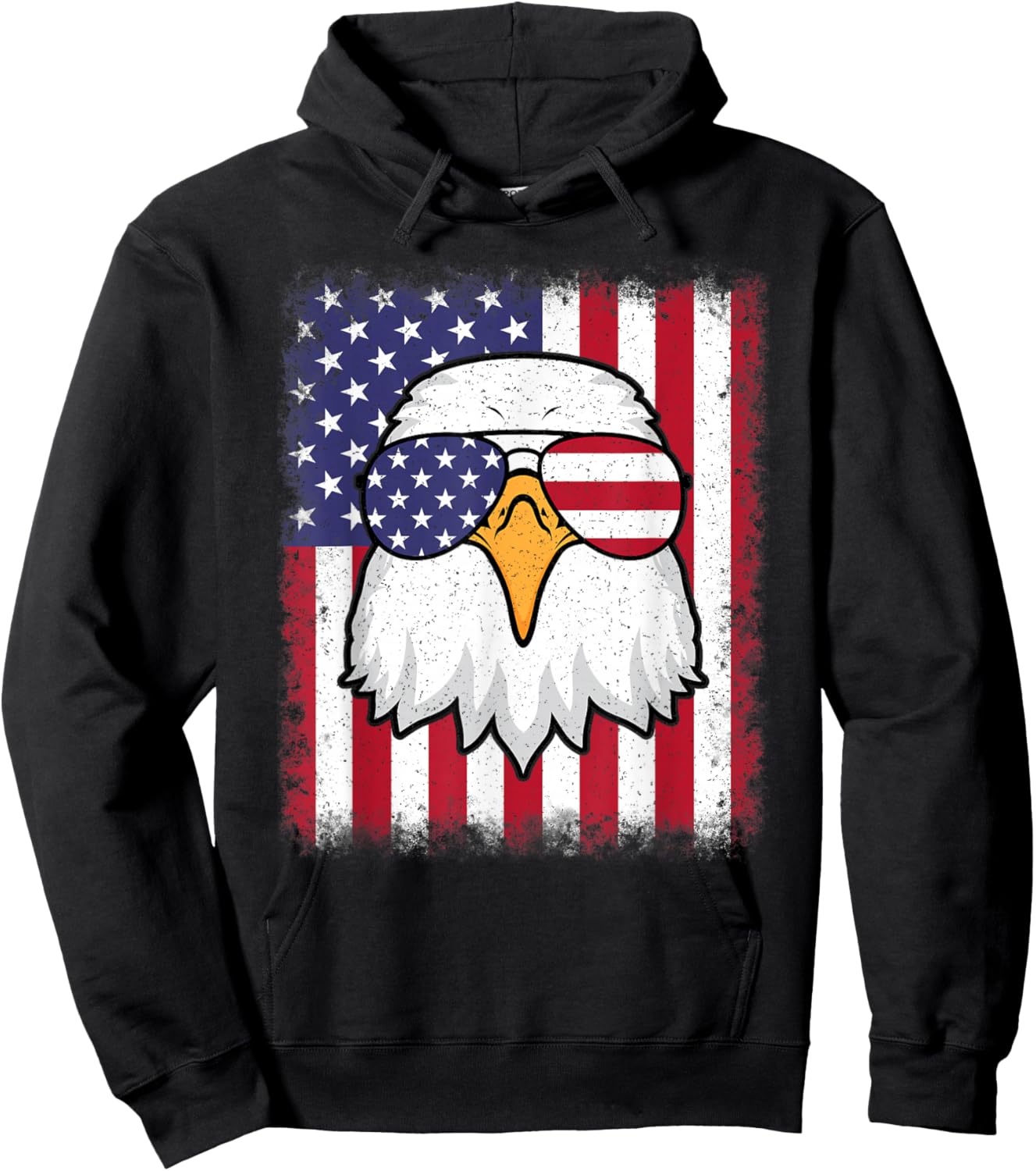Funny 4th Of July Eagle American Flag Patriotic USA Men Boys Hoodie - Hoodie | Black