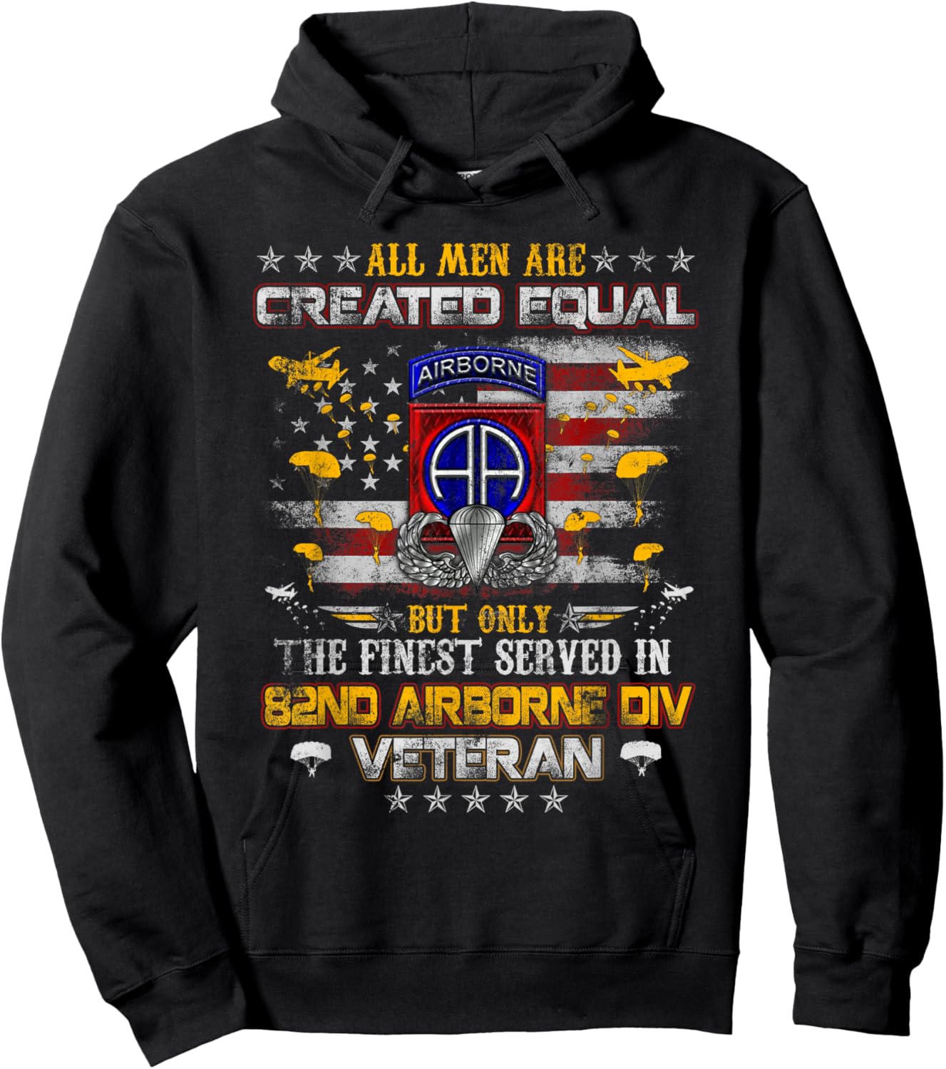 All Men Are Created Equal 82nd Airborne Division Paratrooper Hoodie - Hoodie | Black