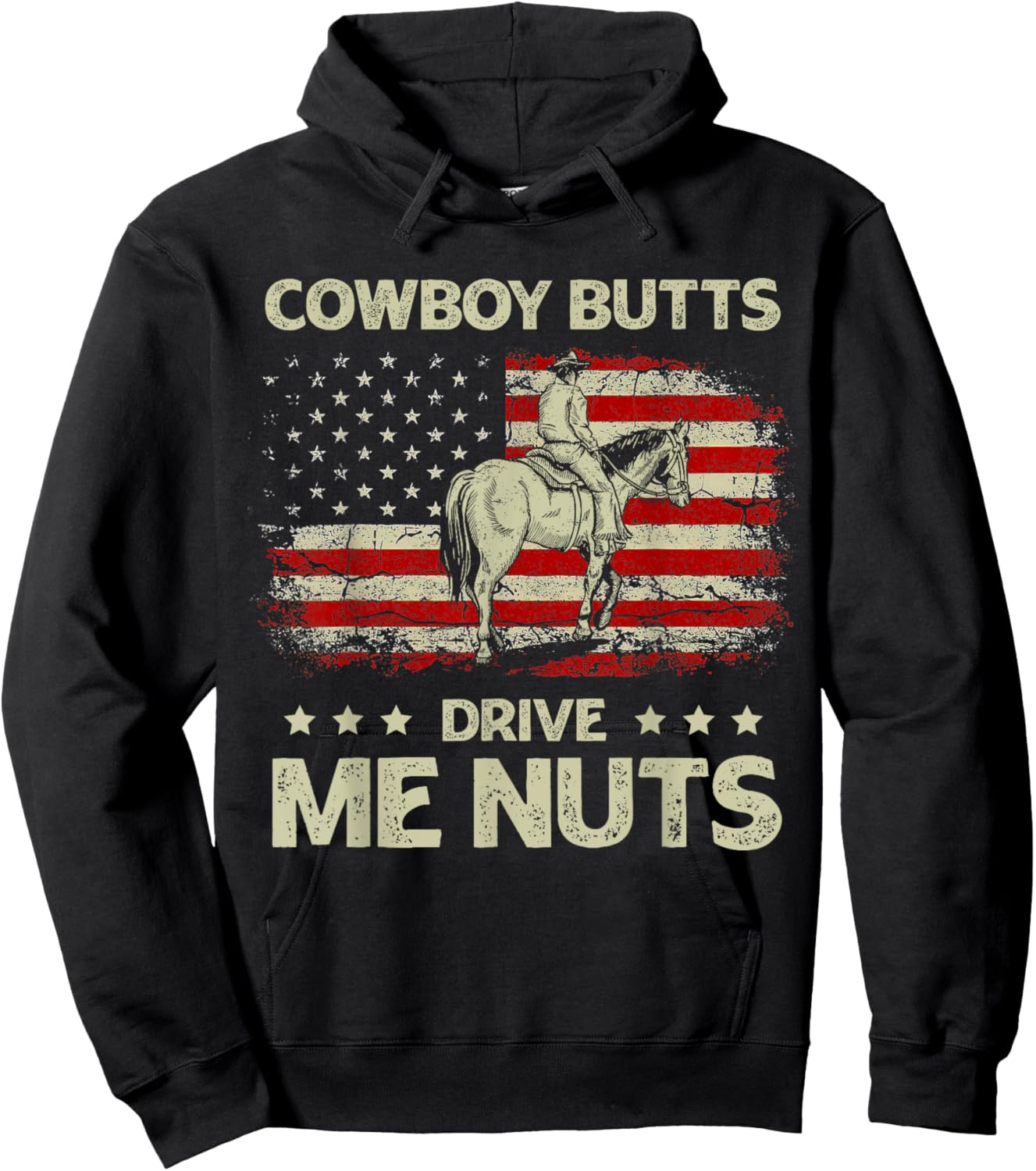 Western Rodeo Horseback Country Cowboy Butts Drive Me Nuts Hoodie - Hoodie | Black