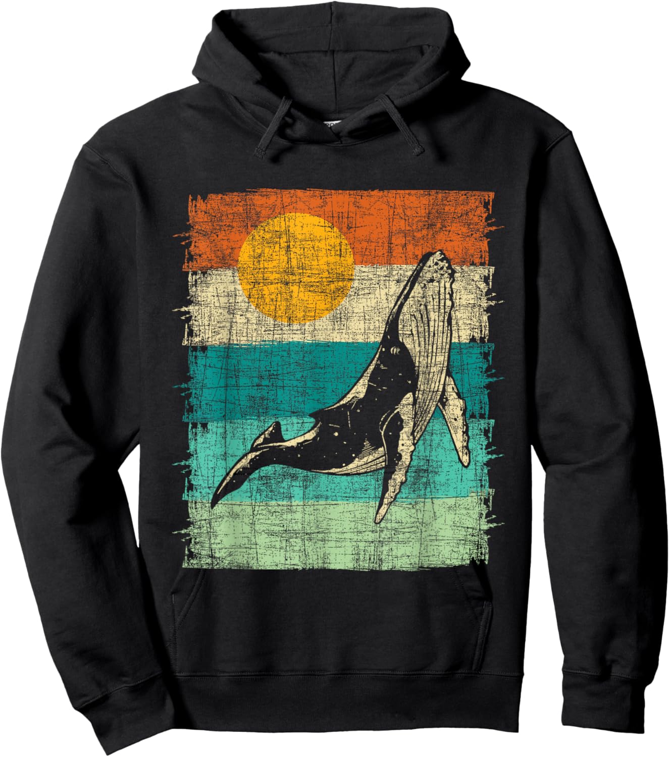 Retro Whale Lover - Marine Biologist Aquarist Whales Animal Hoodie - Hoodie | Black