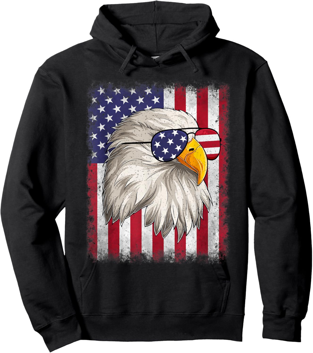 Funny 4th Of July USA Flag American Patriotic Eagle Men Boys Hoodie - Hoodie | Black
