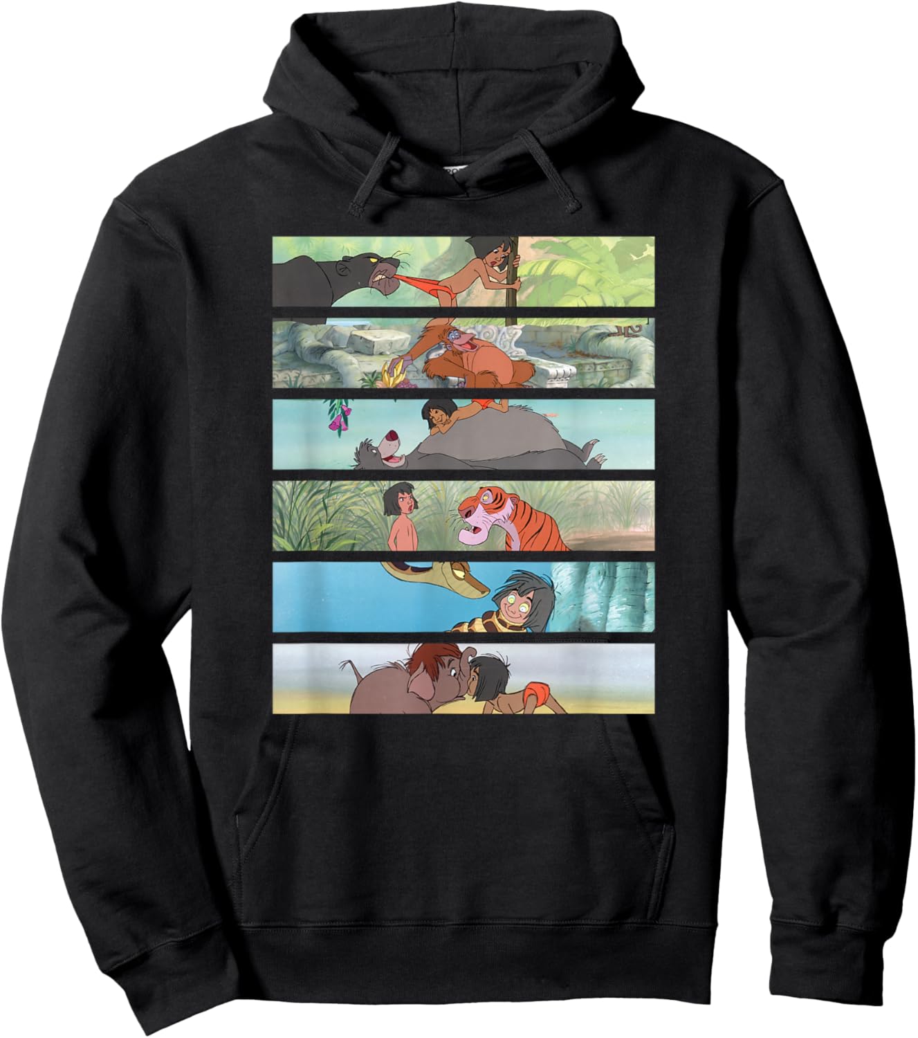 Disney The Jungle Book Favorite Scenes Panel Stack Hoodie - Hoodie | Black