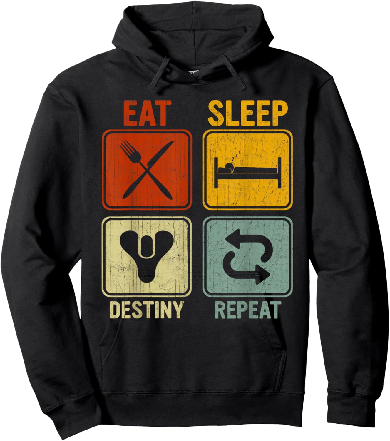 Funny Retro Design Women Eat Sleep Destiny Repeat Hoodie - Hoodie | Black