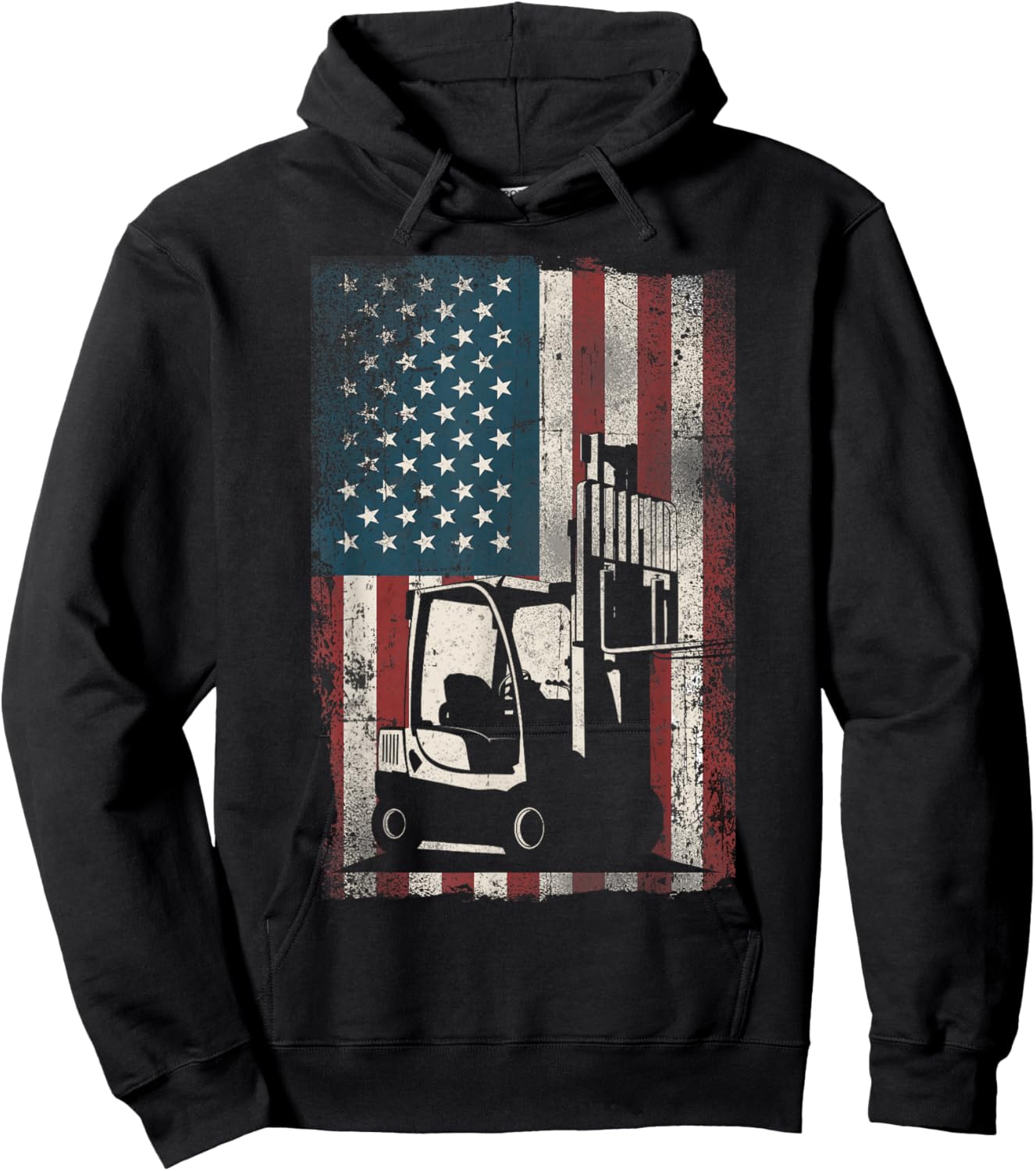 Certified Forklift Truck Operator American Flag Patriotic Hoodie - Hoodie | Black