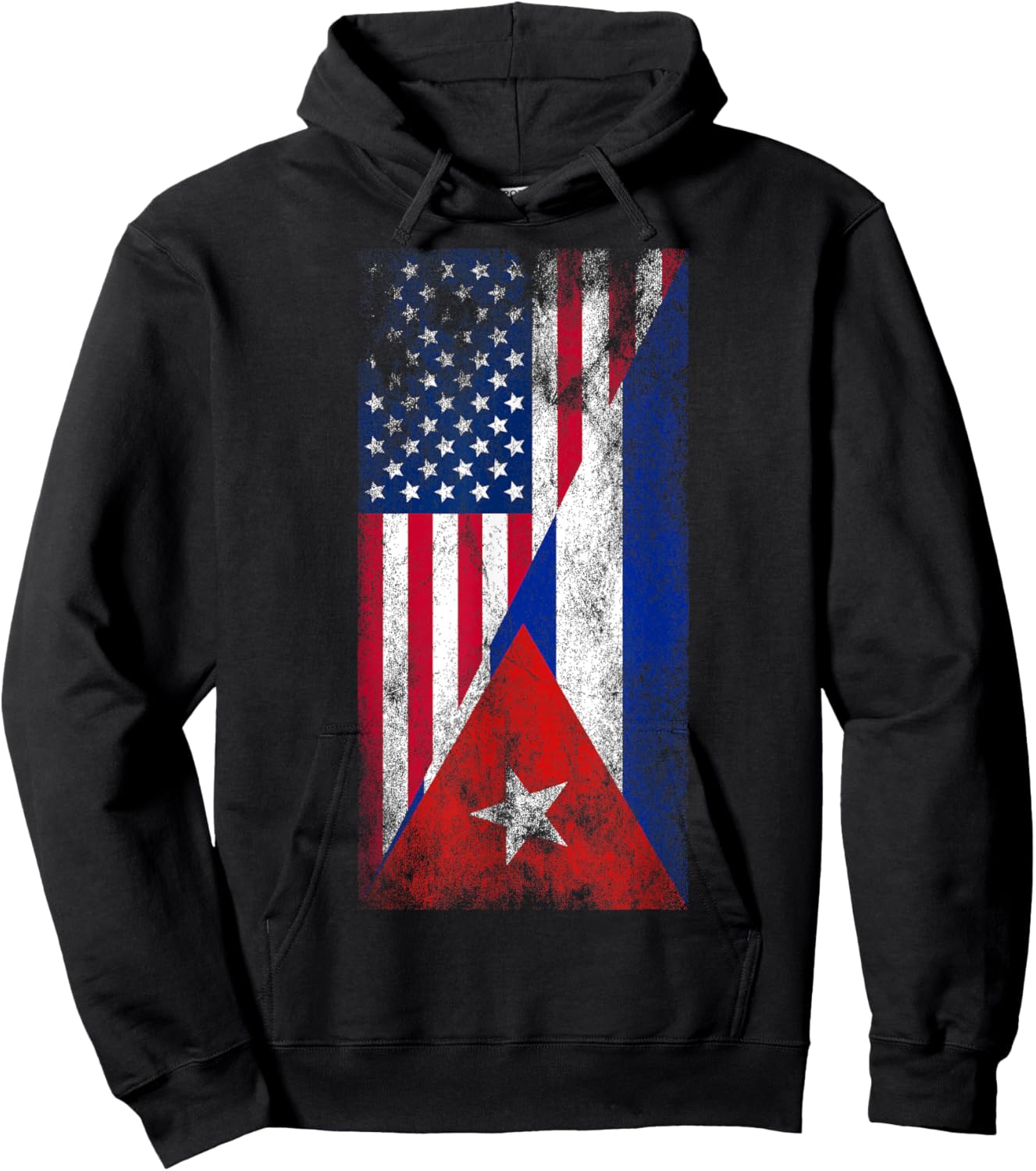 USA Cuba Flags - United States of America, Cuban Hoodie - Hoodie | Black