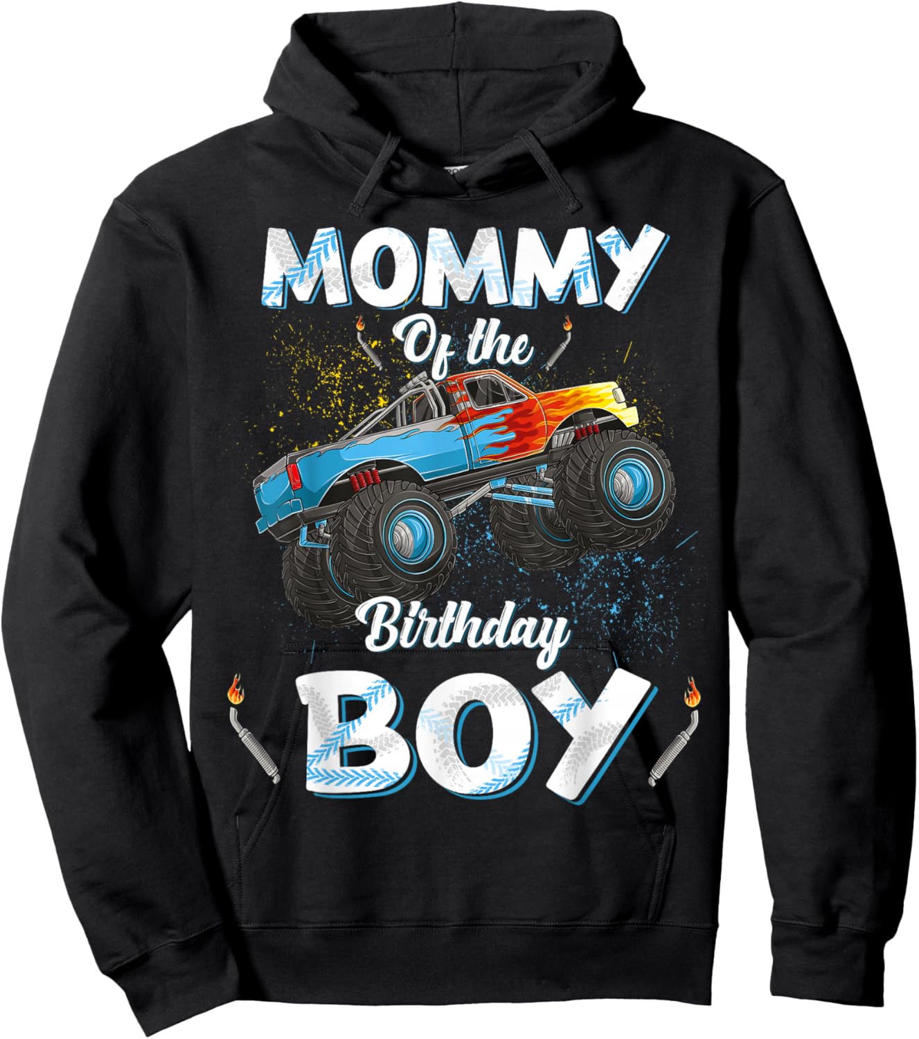 Mommy Of The Birthday Boy Monster Truck Bday Women Mom Mama Hoodie - Hoodie | Black