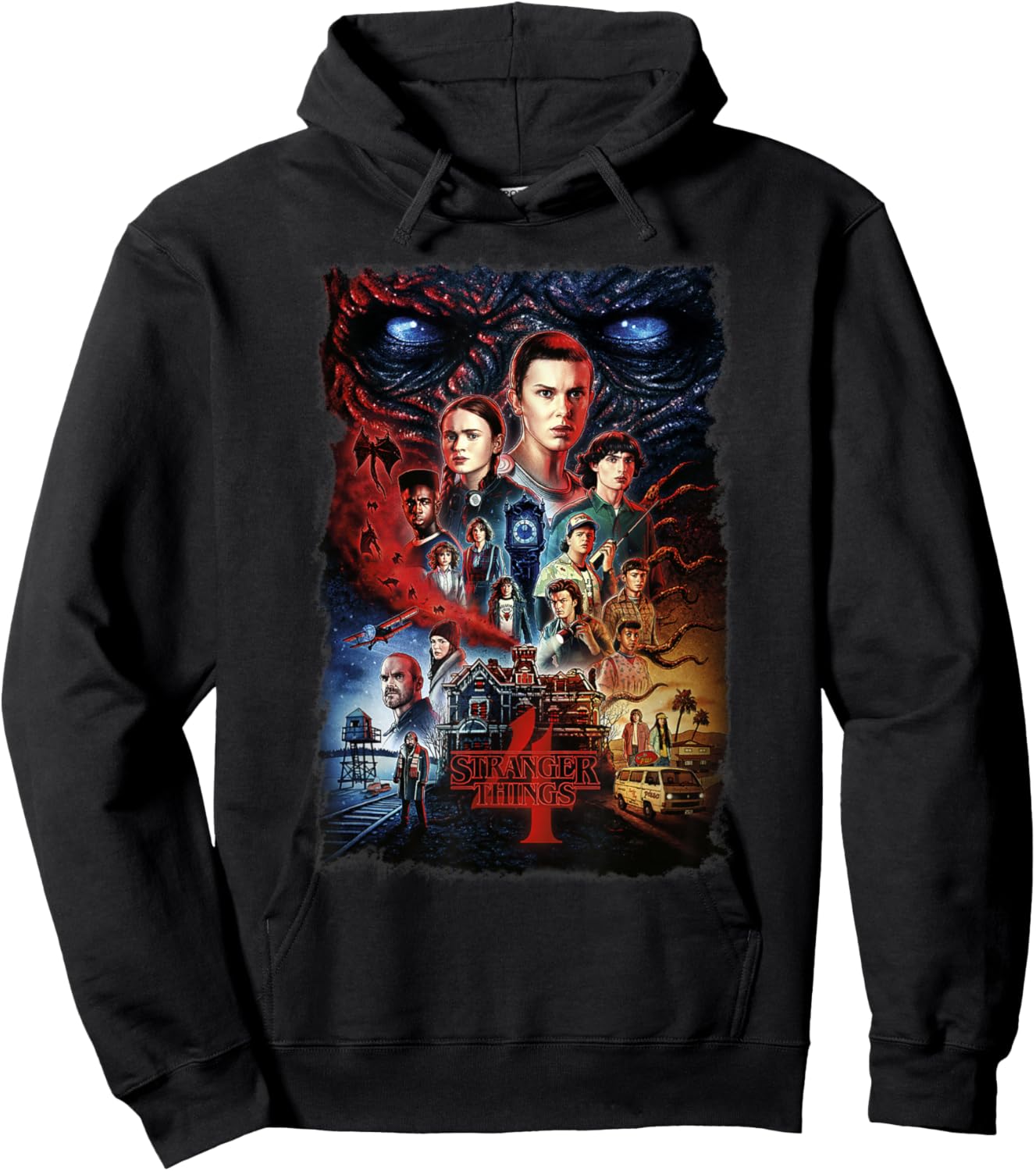 Stranger Things 4 Full Cast Poster Hoodie - Hoodie | Black