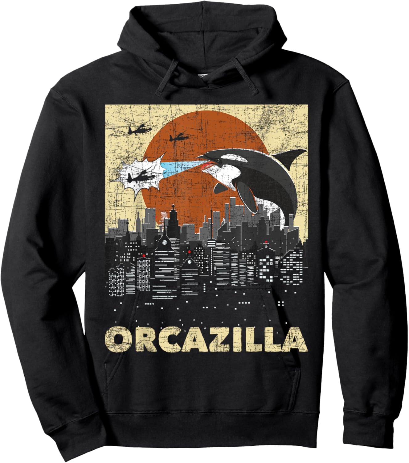 Orcazilla - Whale Lover Ocean Marine Biologist Whales Hoodie - Hoodie | Black