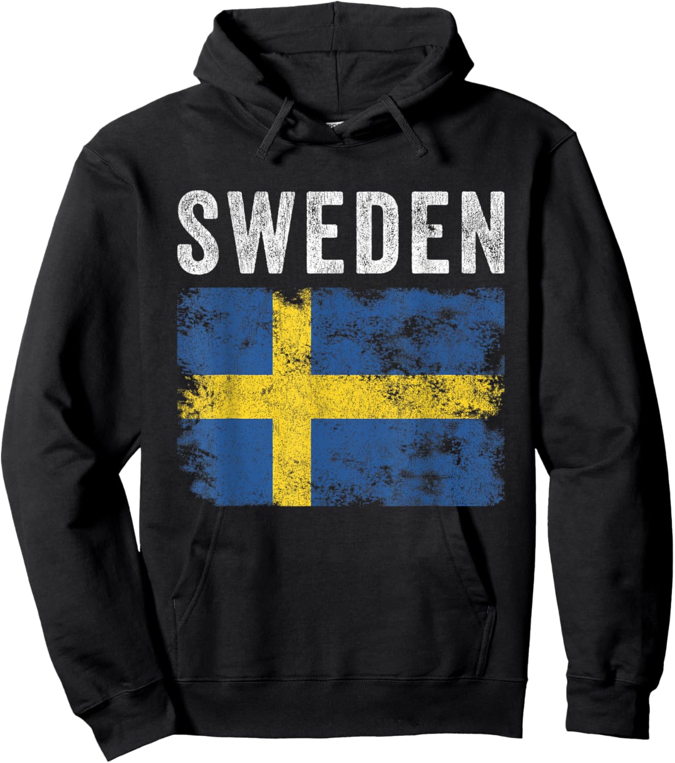 Sweden Flag Distressed - Men Women Kids - Swedish Flag Hoodie - Hoodie | Black