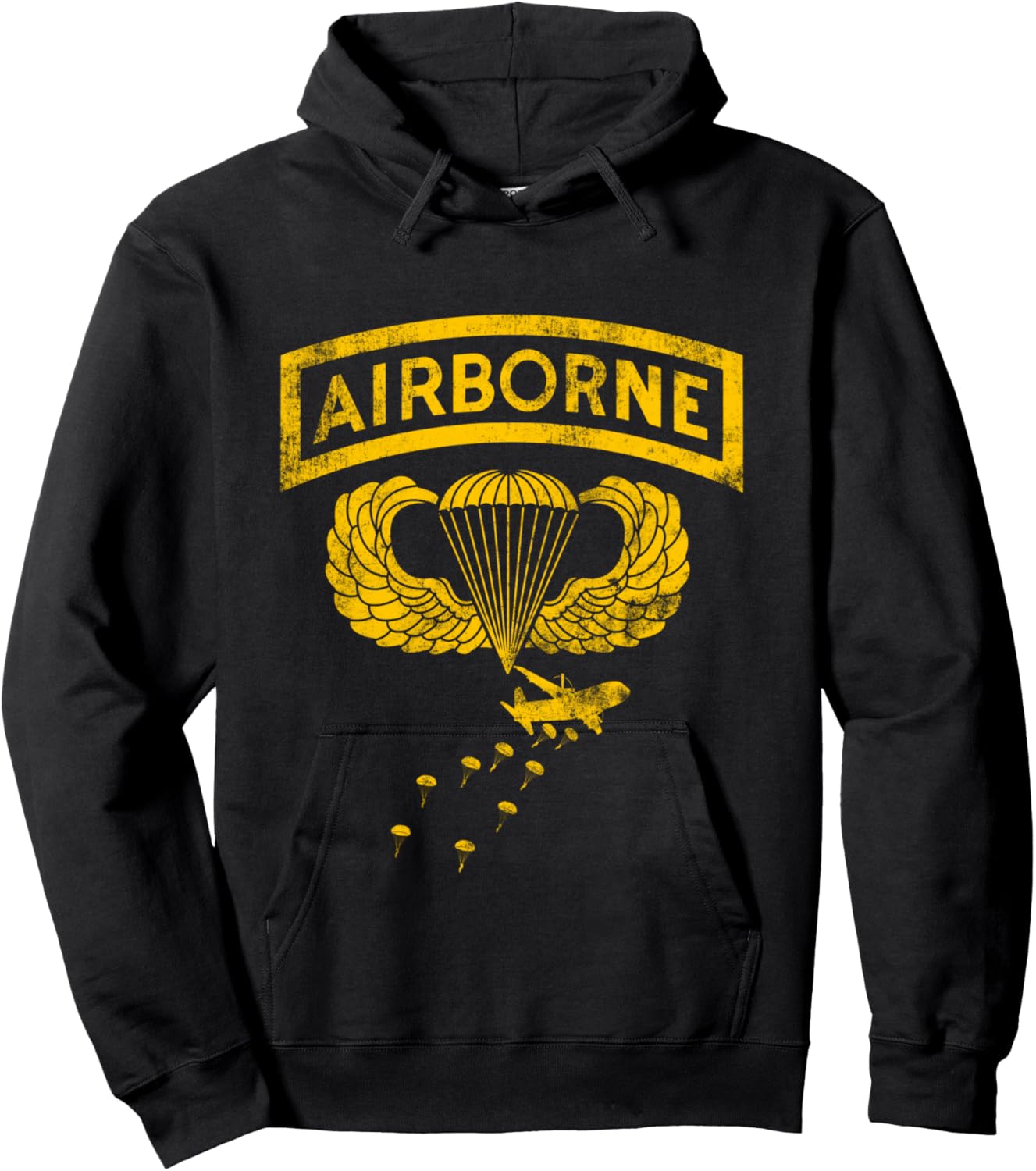 U.S Army Airborne Division Paratrooper Veteran Flag Vintage Hoodie - Hoodie | Black