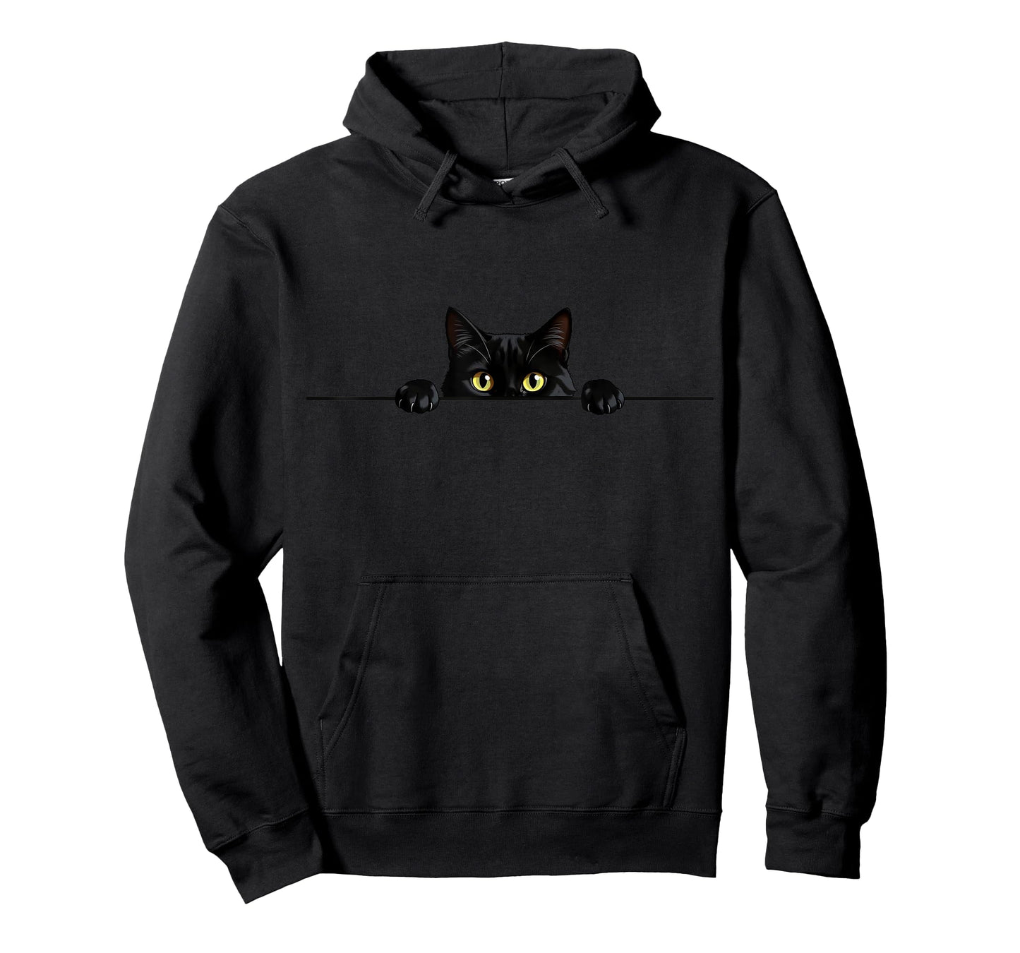 Black Kitten with Yellow Eyes Peeking Cute Design T-Shirt