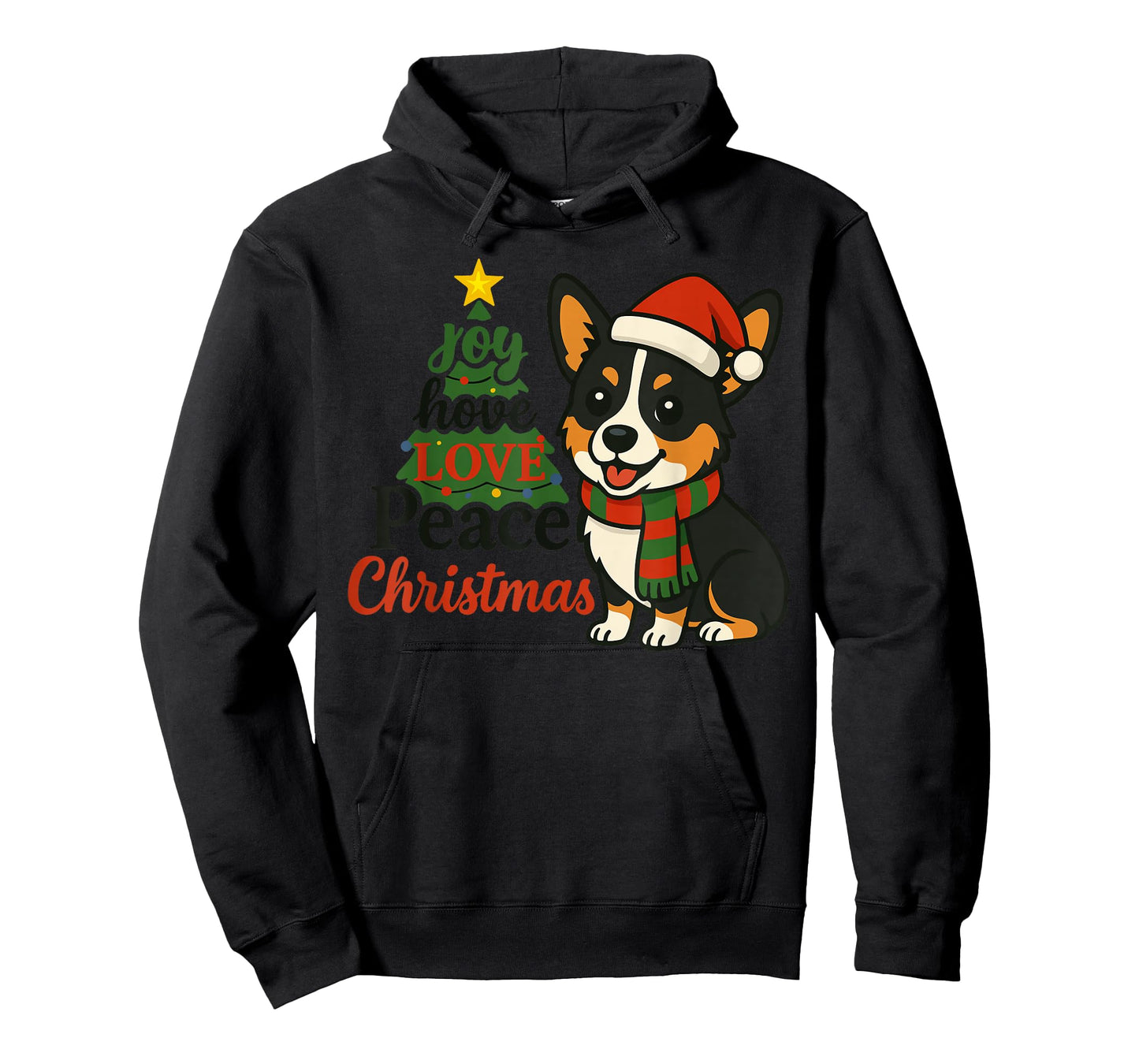 Tri Color Corgi Costume Pjs Joy Hope Love Peace Christmas T-Shirt