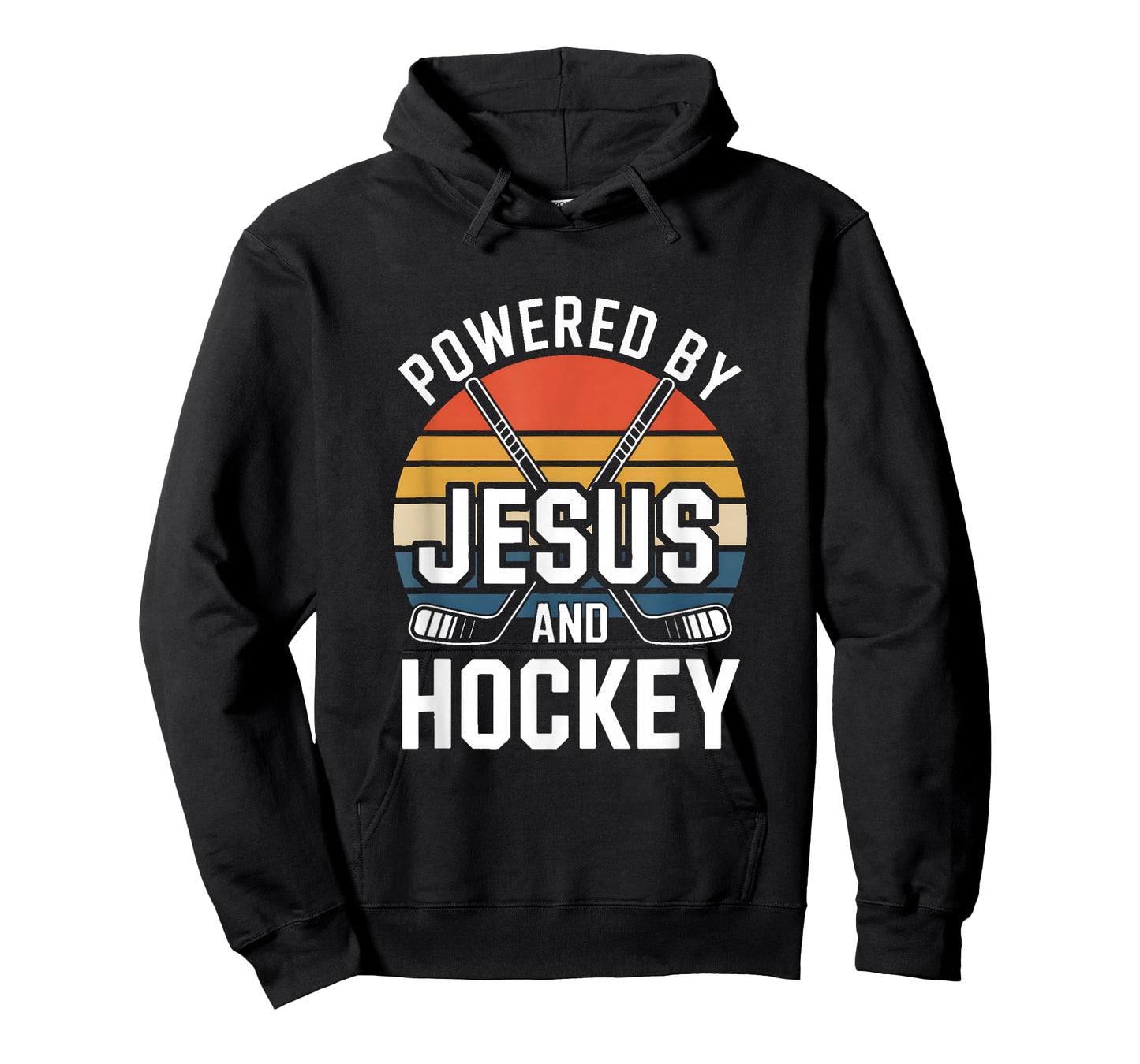 Powered by Jesus and Hockey Christian Ice Hockey T-Shirt