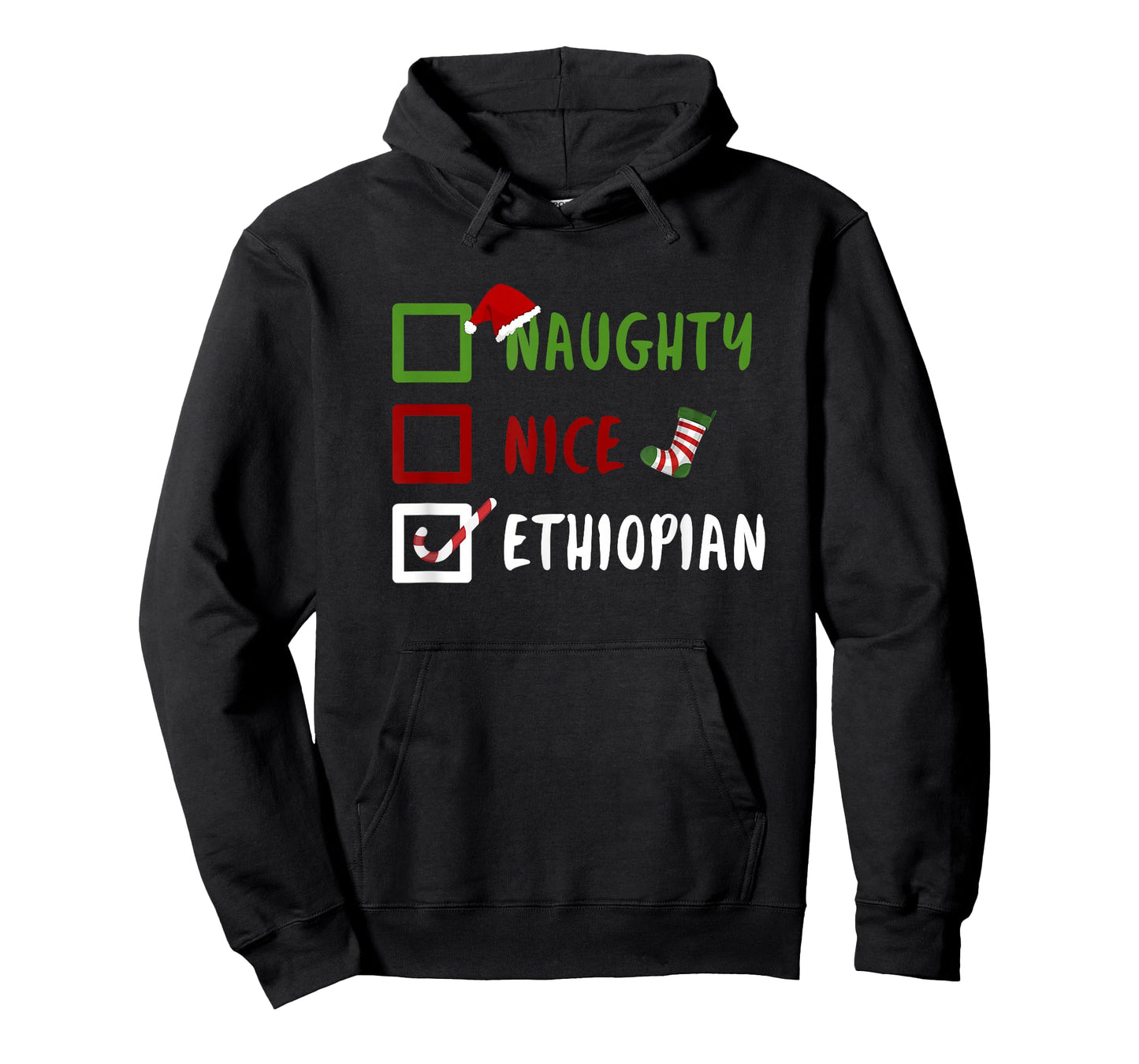 Naughty Nice Ethiopian Funny Ethiopia Christmas Santa T-Shirt