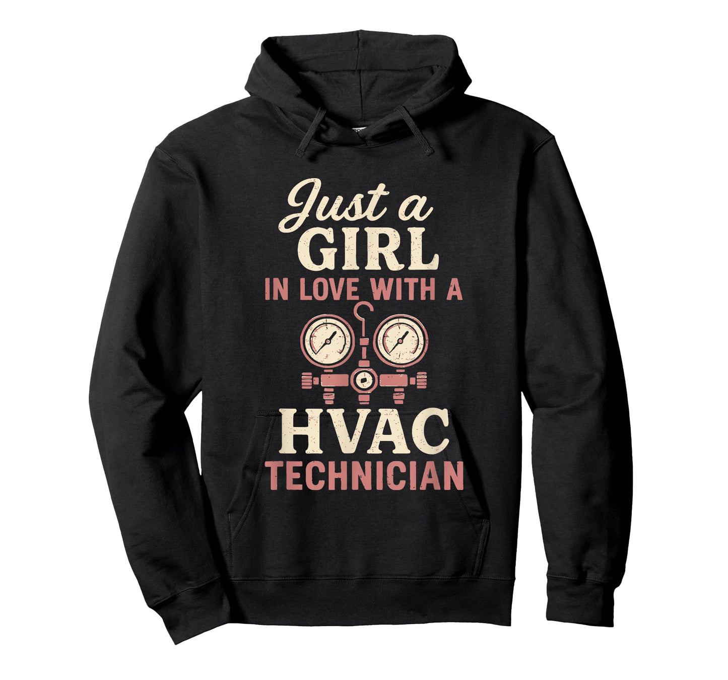 Just A Girl Love with Funny HVAC Tech Wife Girlfriend Mom T-Shirt