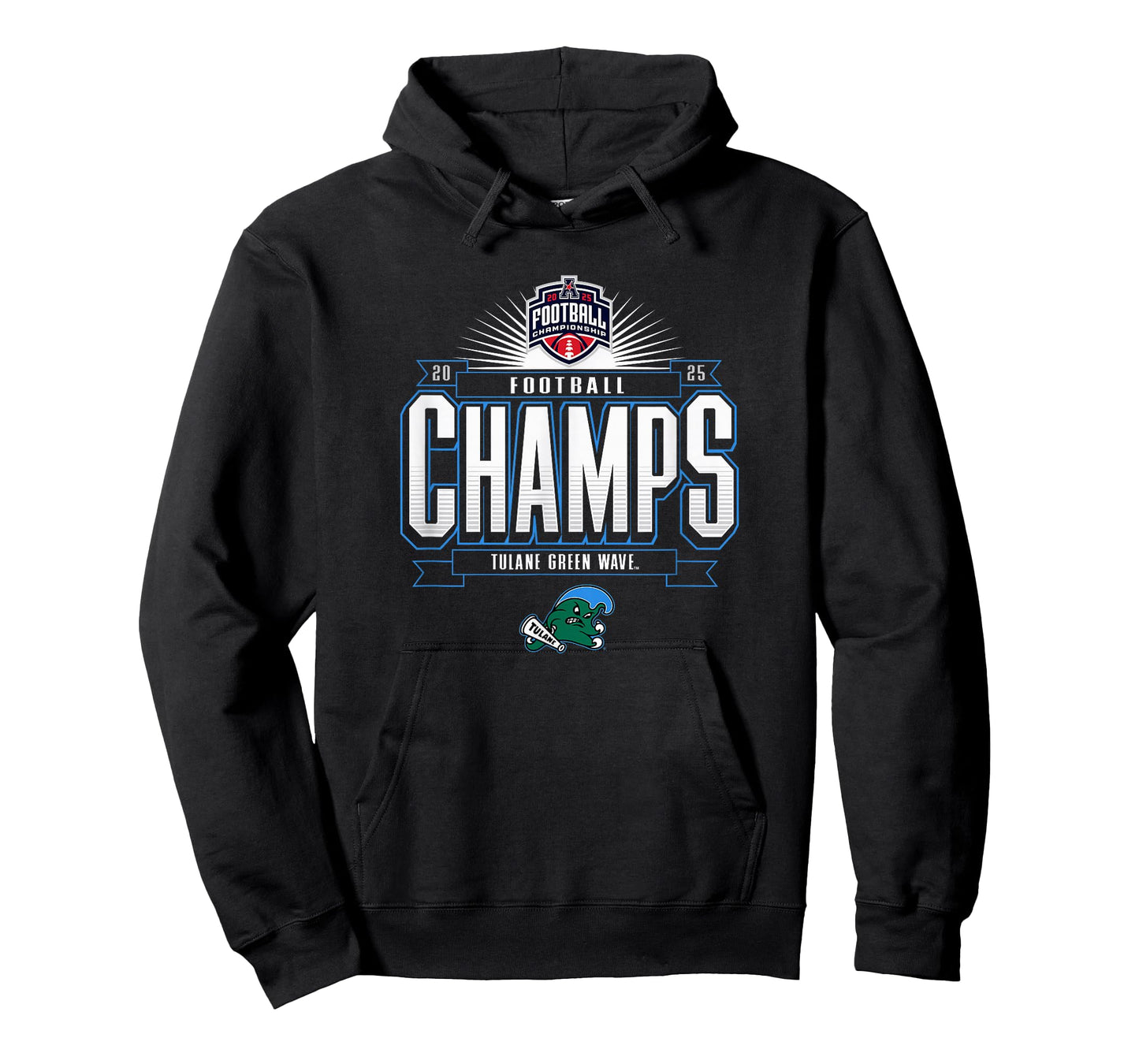 Tulane Green Wave AAC Champs 2025 Football Locker Room T-Shirt