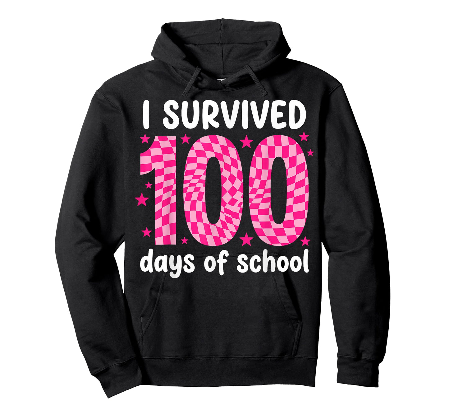 100 Days of School Pink Groovy Checkered Preppy Retro T-Shirt