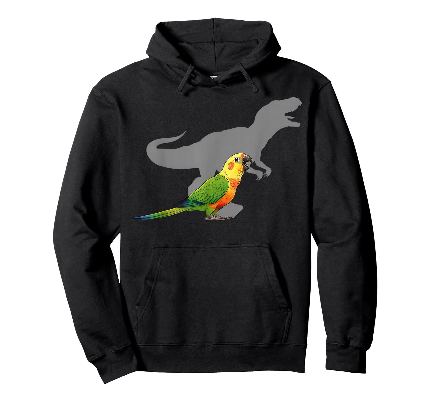 Jenday Conure with T rex Shadow Bird Lovers T-Shirt
