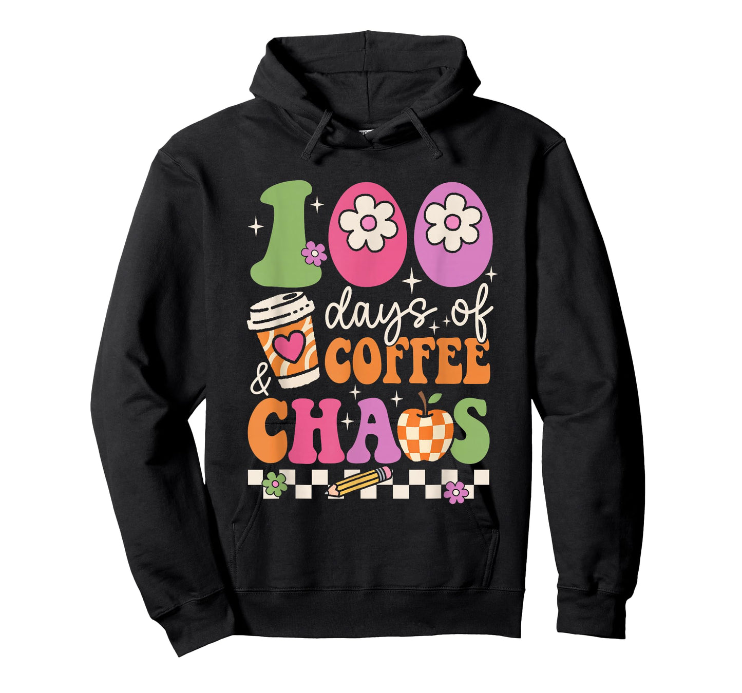 100 Days of Coffee Chaos Teacher 100th Day Caffeine Lover T-Shirt