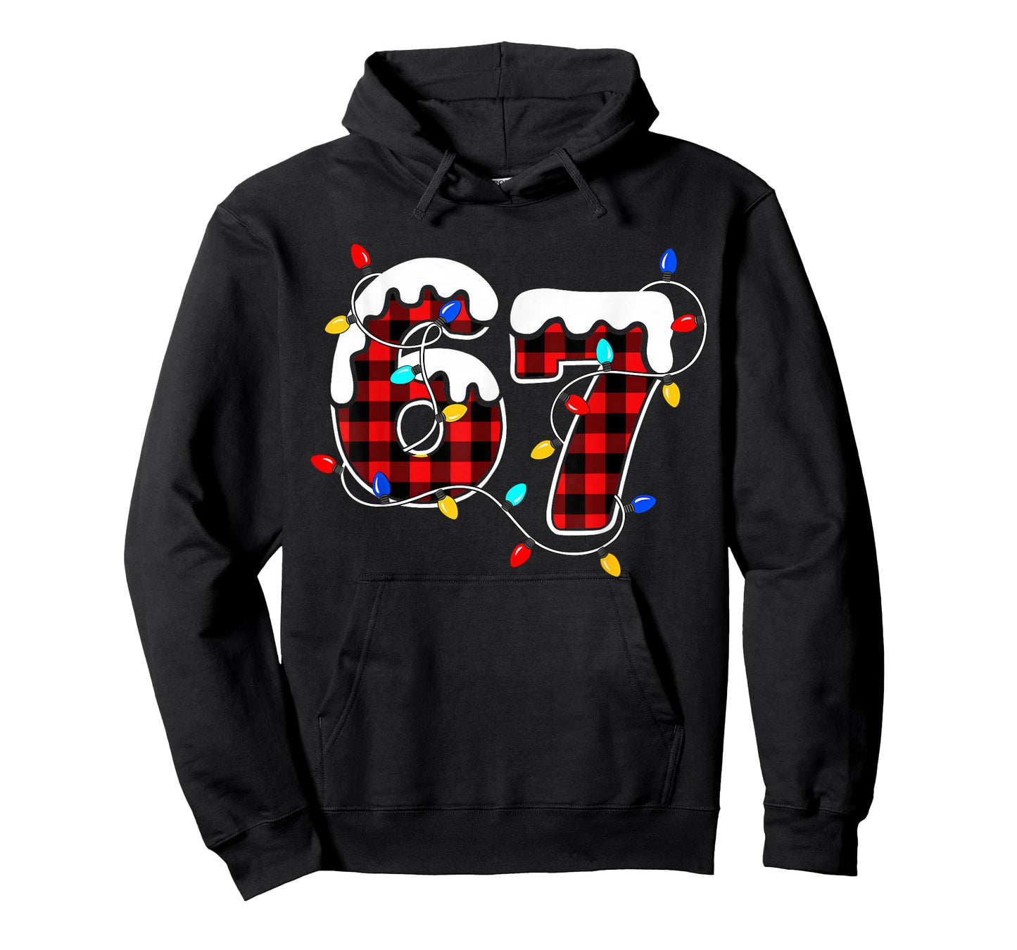 67 Christmas Red Plaid 6 7 Six Seven Boys Christmas Pajamas T-Shirt