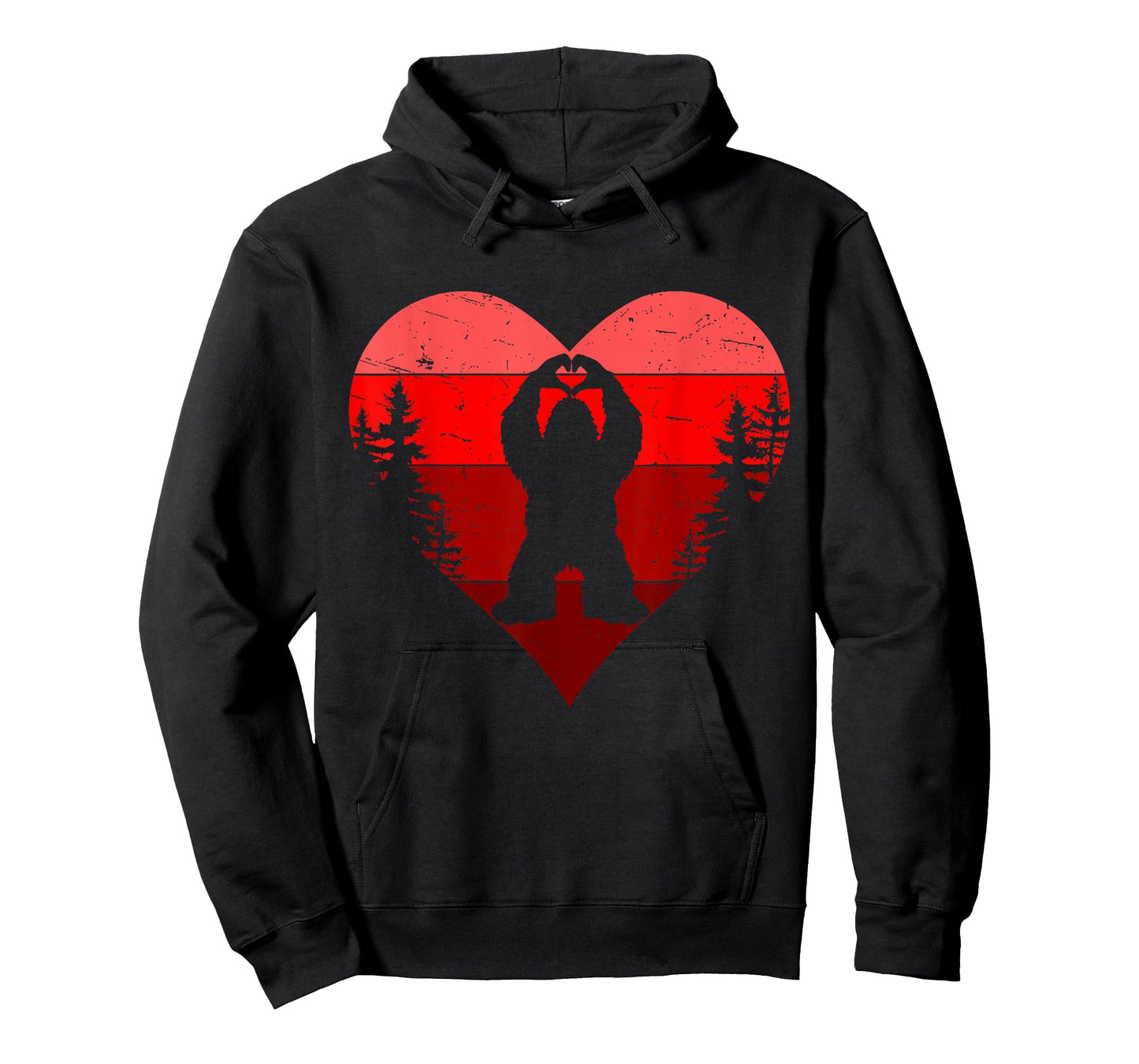 Retro Funny Bigfoot Sasquatch Heart Love Valentine Boy Men T-Shirt