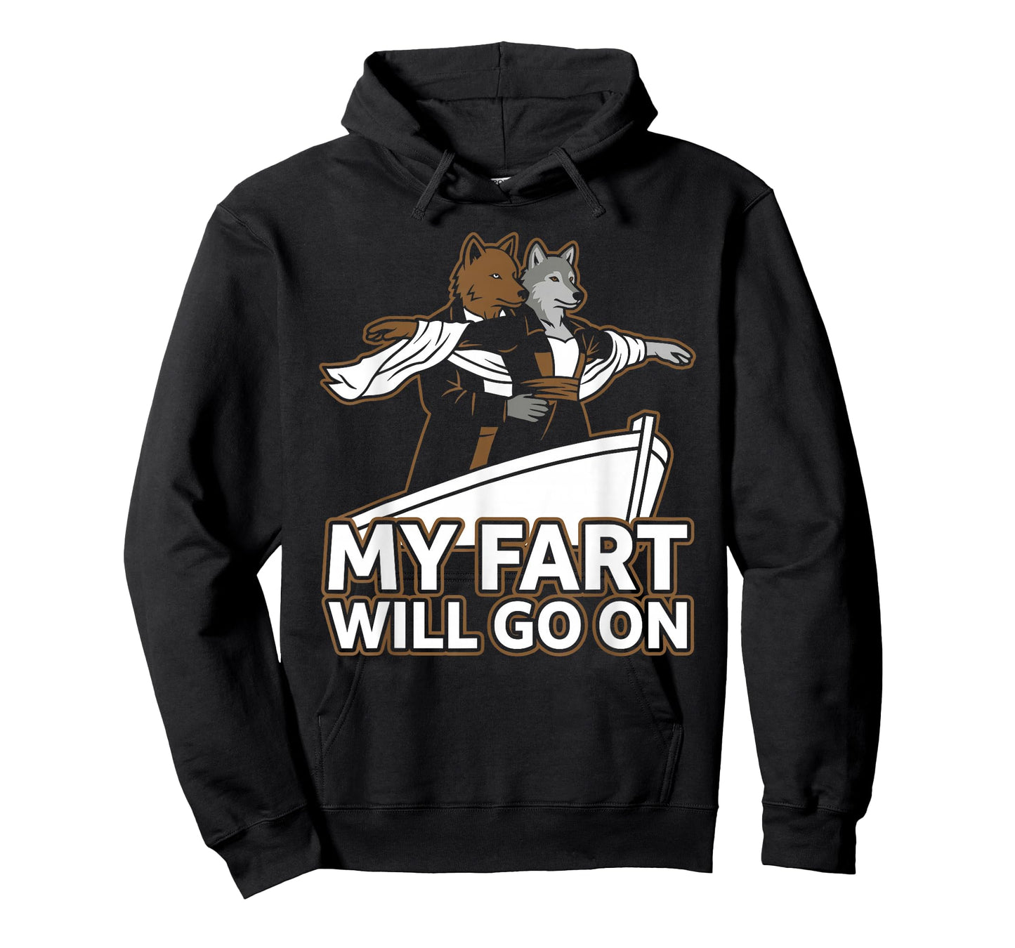 Funny Titanic Alpha Wolf Parody My Fart Will Go On Humor T-Shirt