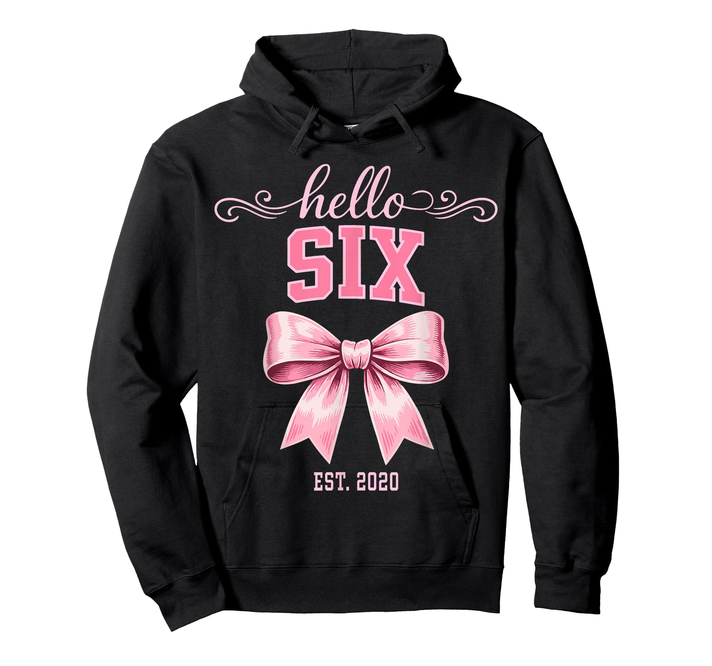 Hello Six Est 2020 Cute Coquette Bow 6th Birthday Girls T-Shirt