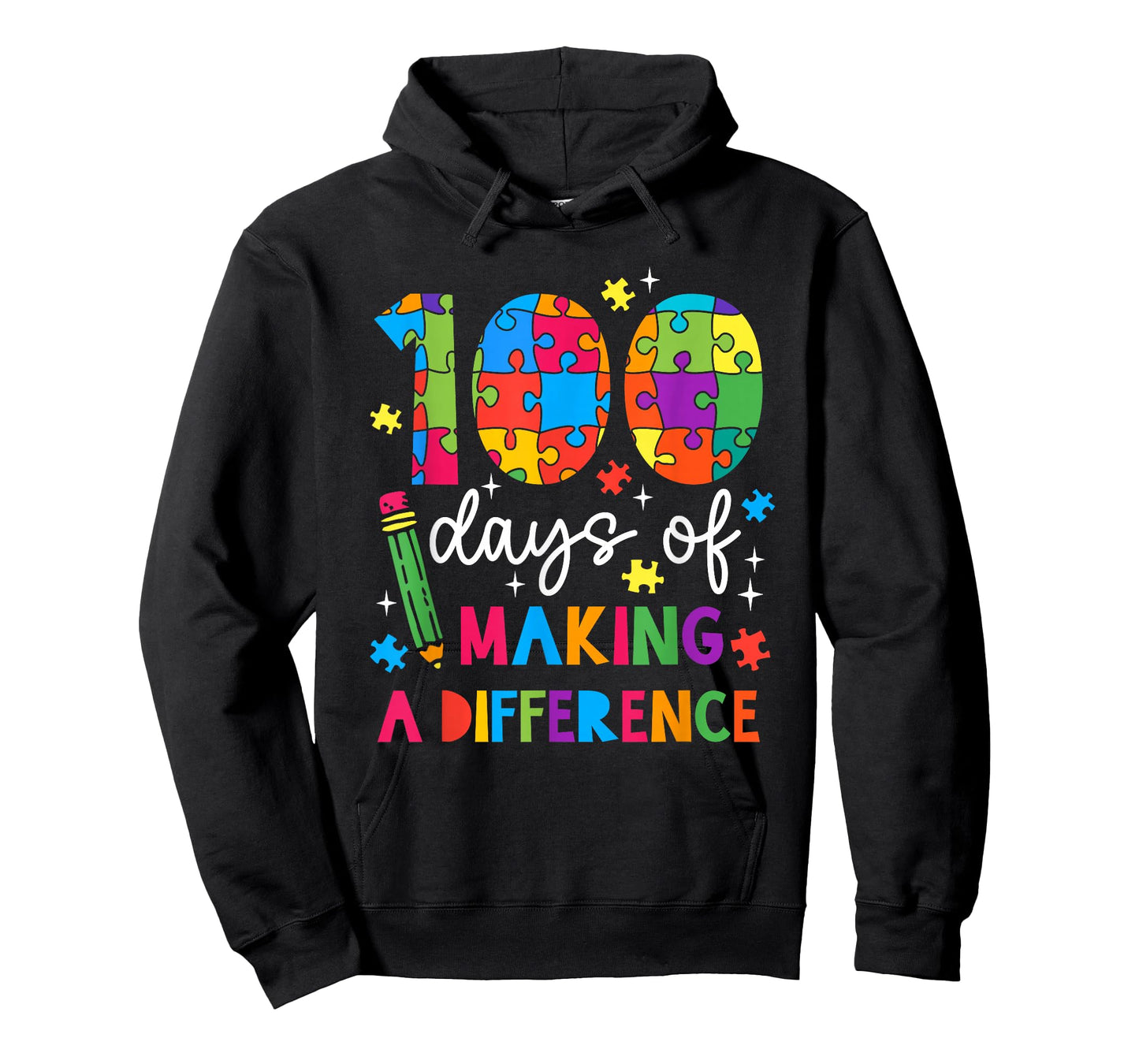 100 Days of Making A Difference Autism Teacher 100th Day T-Shirt