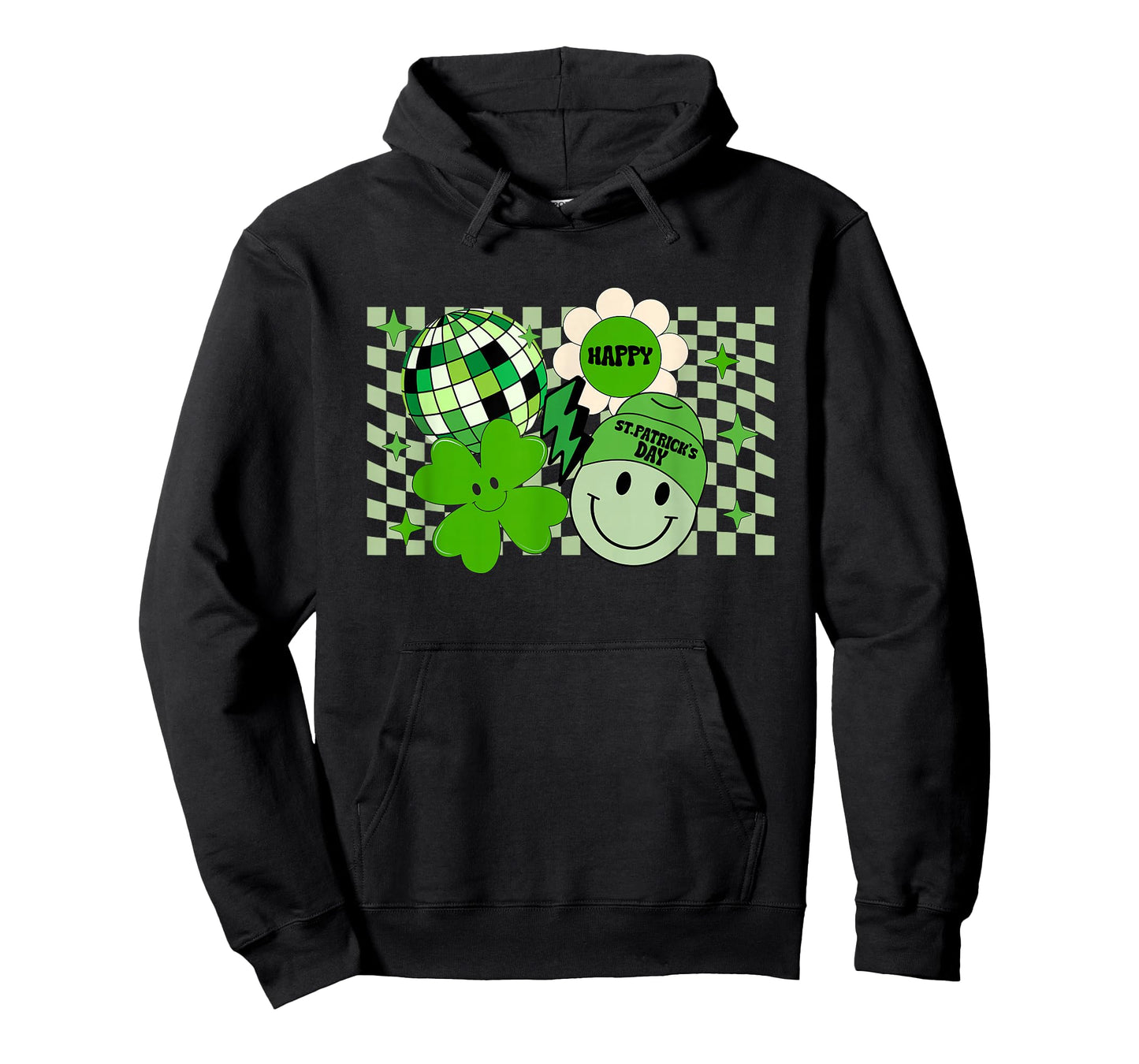 Retro Groovy Irish Shamrock Smile Face St Patrick's Day T-Shirt