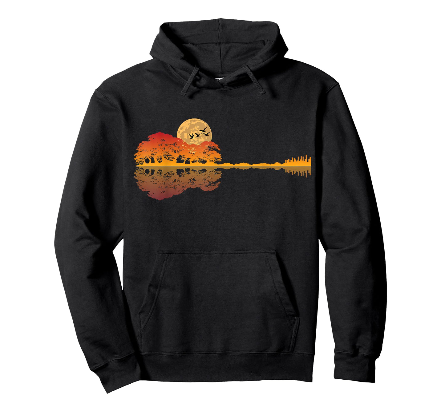 Guitar Lake Shadow Reflections Moon Love Guitar Musician T-Shirt