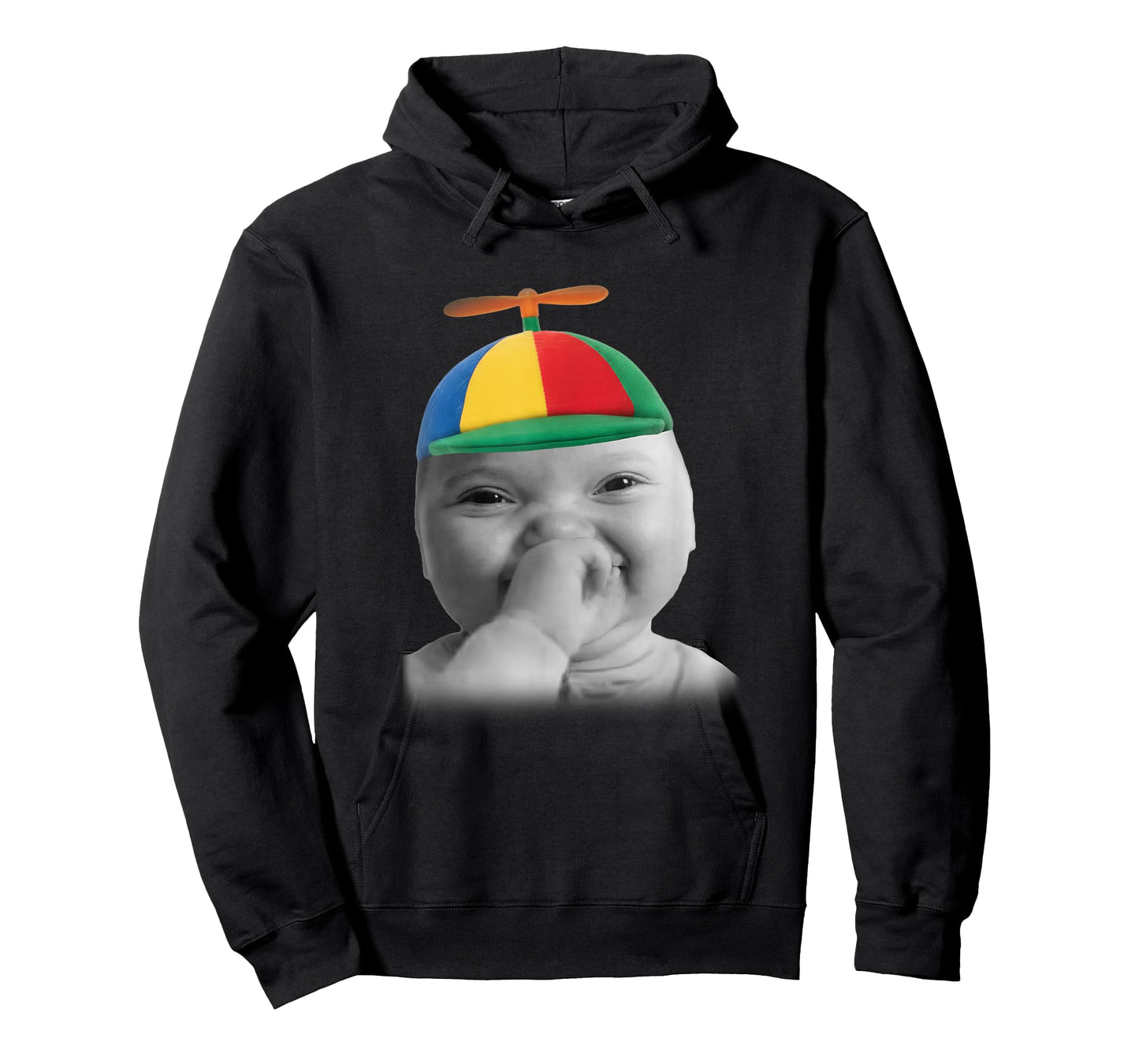 Tuff AI Niche Baby Holding Laugh Meme in Propeller Hat T-Shirt