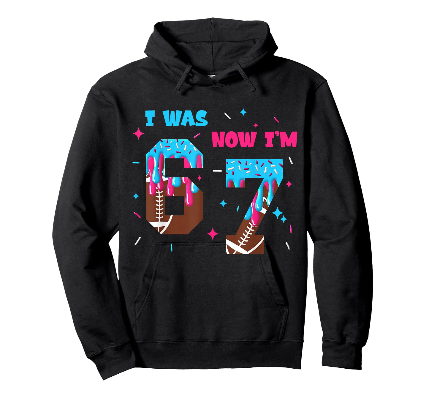 Funny 7 Year Old Birthday Football Ice Cream Drip Number 67 T-Shirt