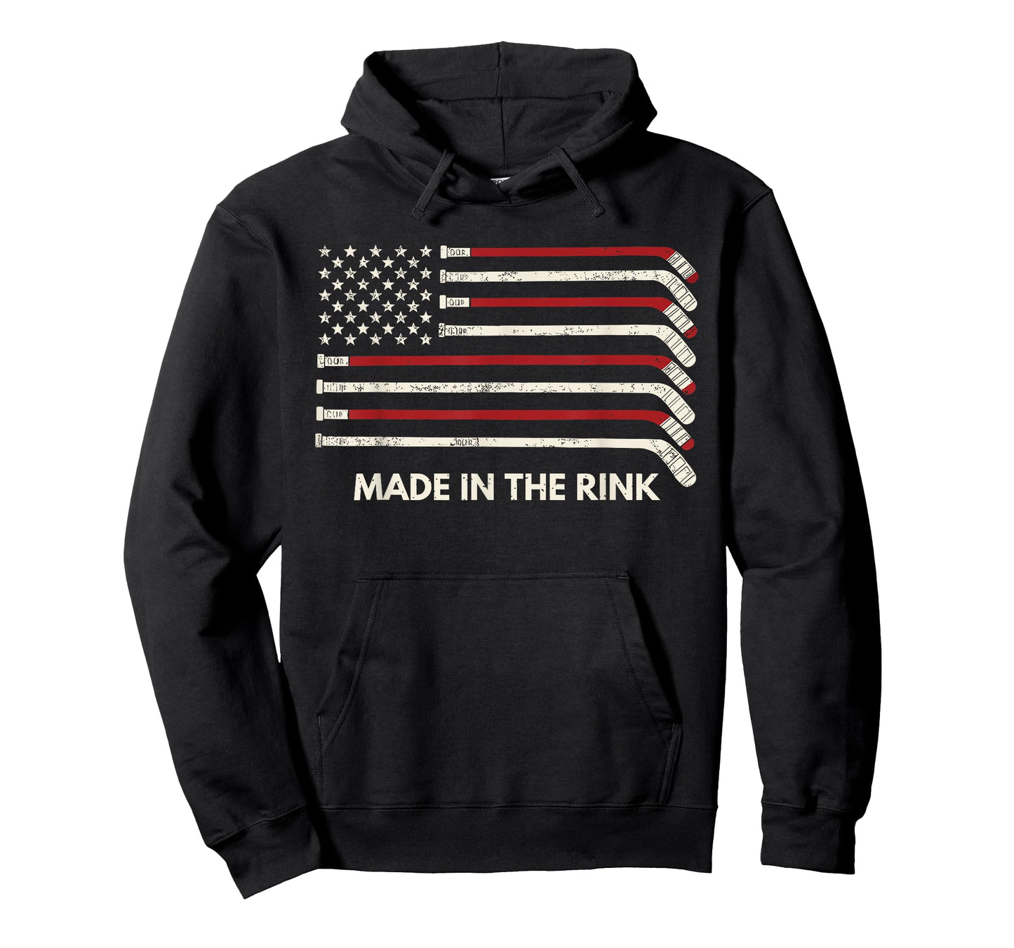 Built in The Rink Hockey Stick USA Flag Faded Ice Rink Pride T-Shirt