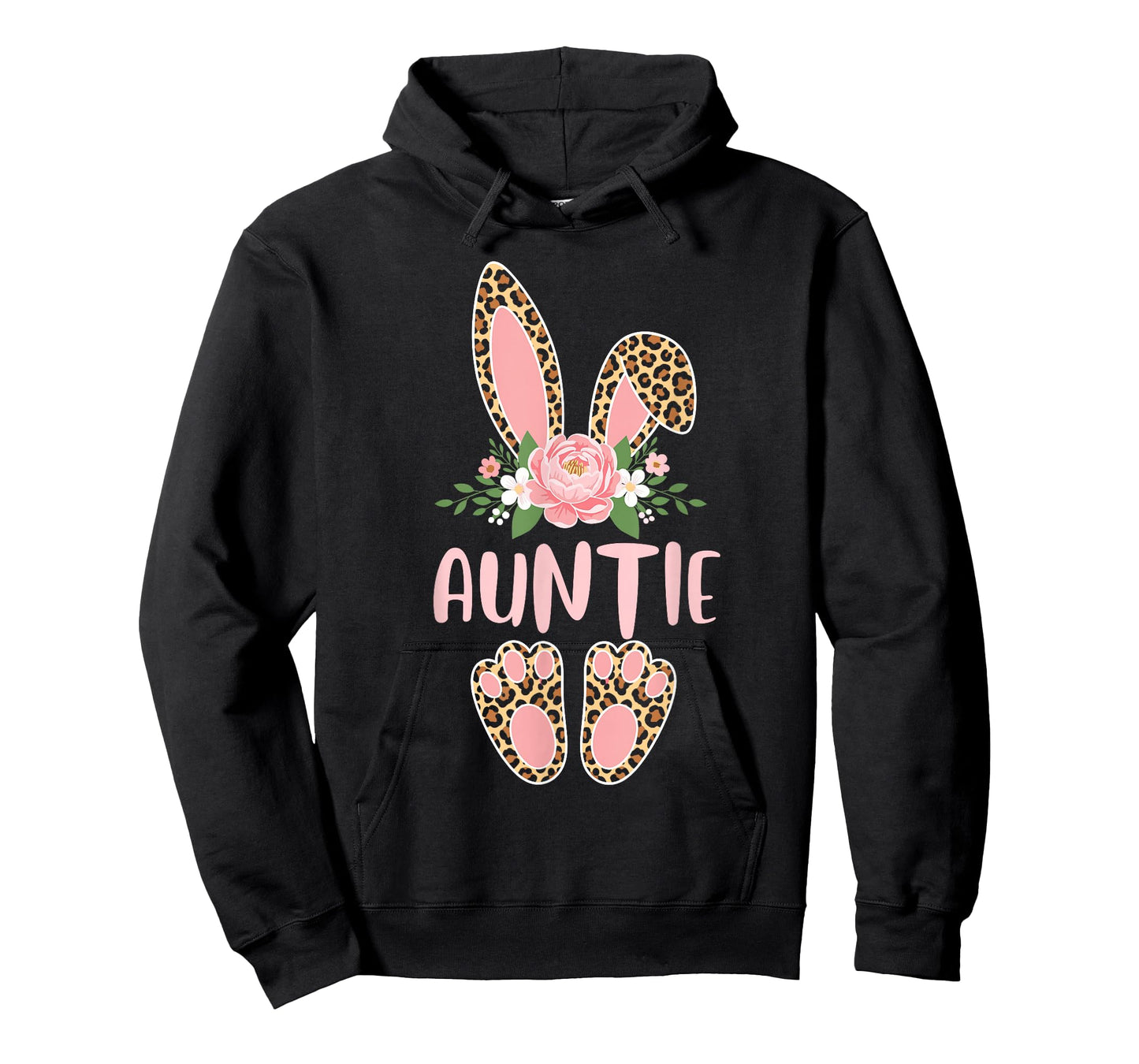 Floral Leopard Auntie Bunny Happy Easter Mother's Day T-Shirt
