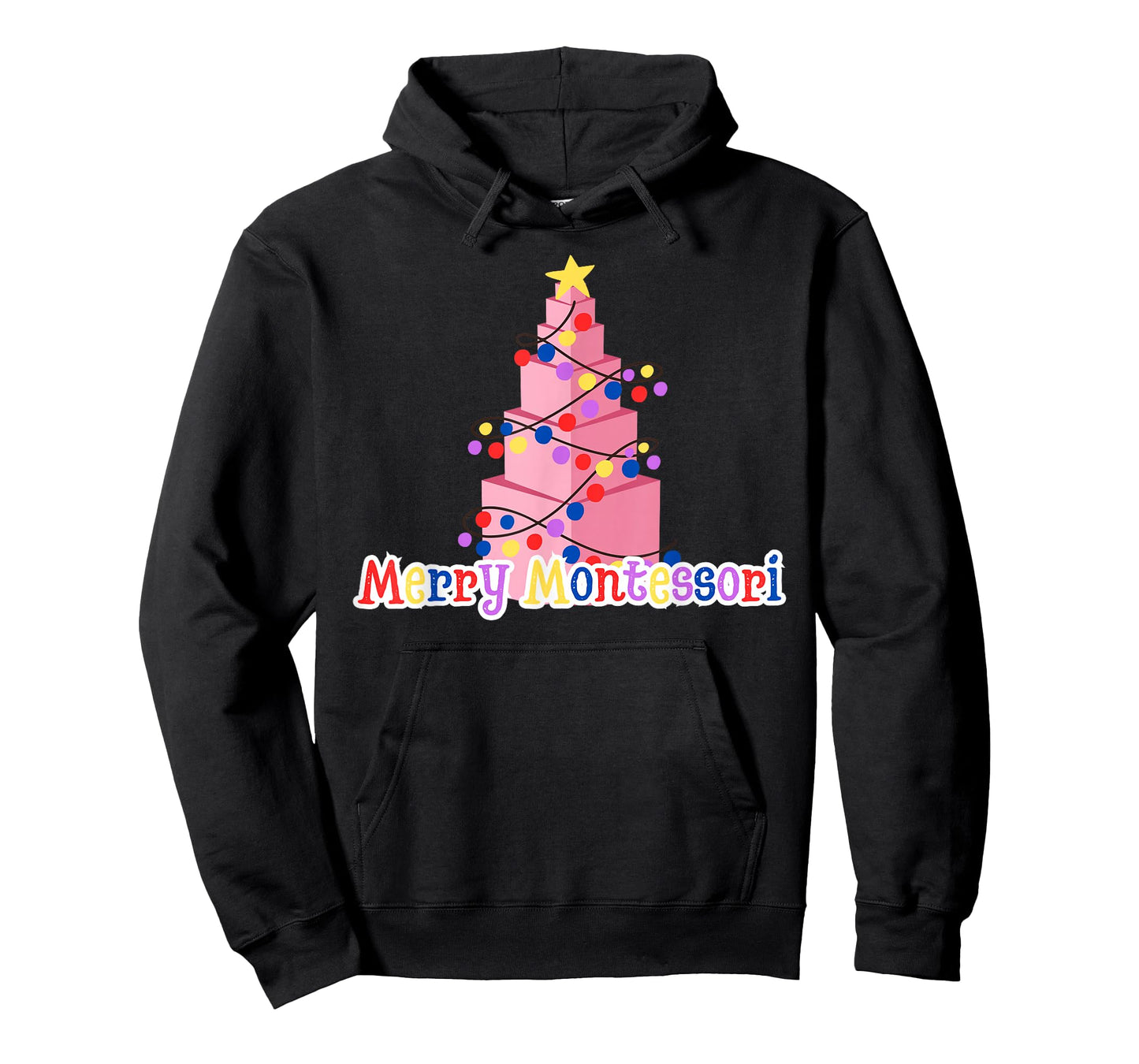 Merry Montessori Pink Tower Christmas Tree Teacher Shirt T-Shirt