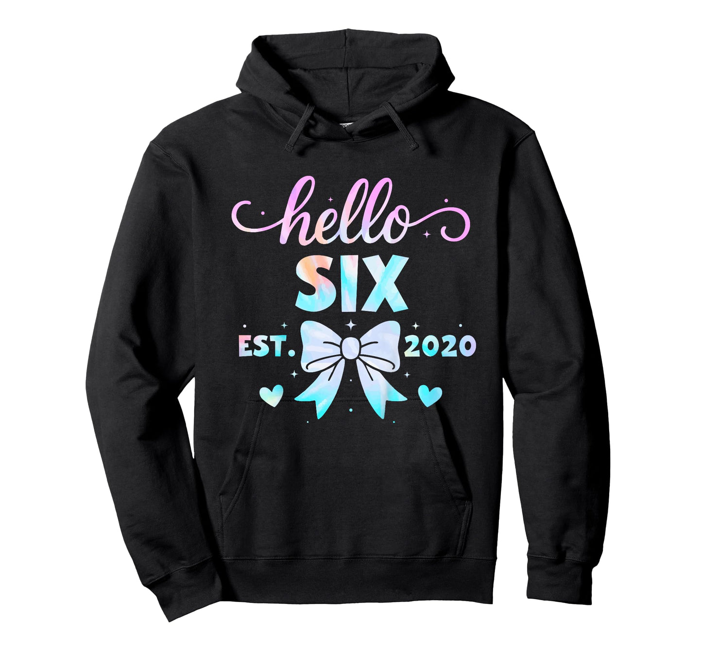 Kids Hello Six Coquette Bow 6th Birthday Girl, 6 Year Old Kids T-Shirt