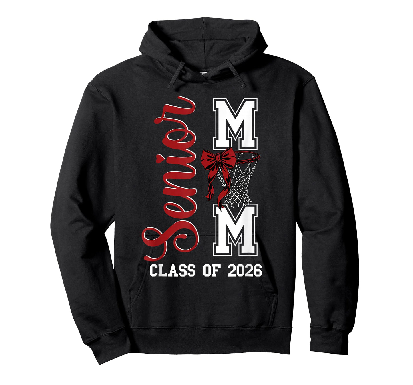 Red Basketball Bow Senior Mom Mama Class of 2026 Graduation T-Shirt