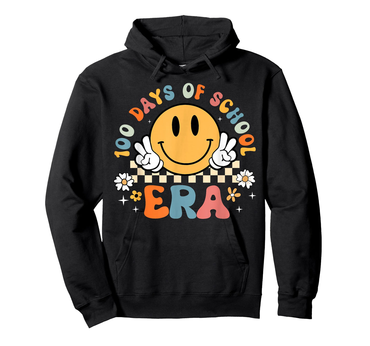 100 Days of School Era Groovy 100th Day School Hippie Face T-Shirt