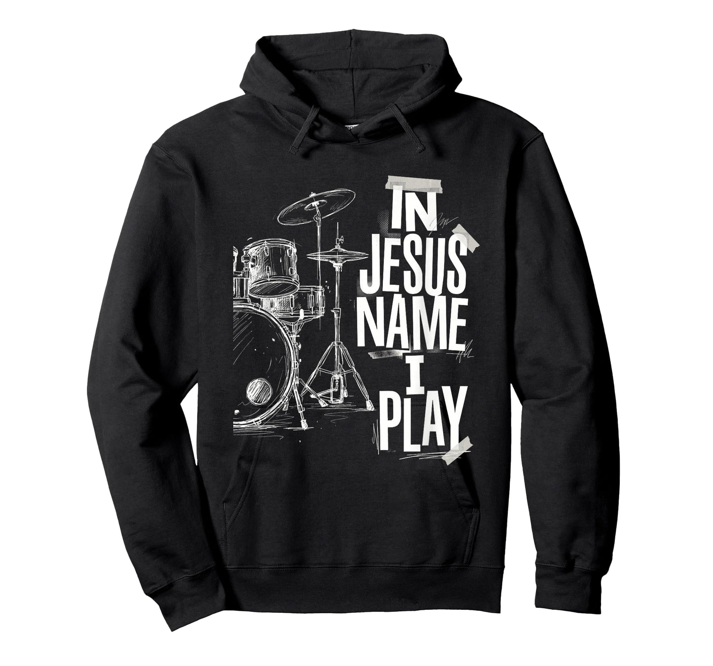 in Jesus Name I Play Christian Drummer Worship Band Music T-Shirt