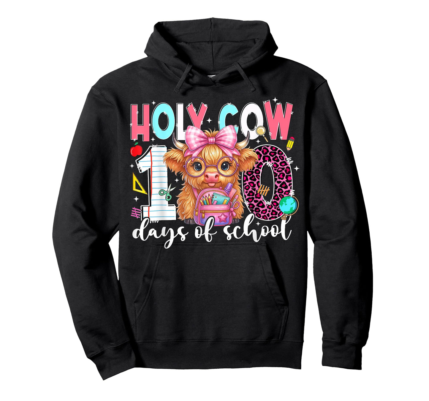 Funny Holy Cow 100 Days of School Teachers Coquette Leopard T-Shirt