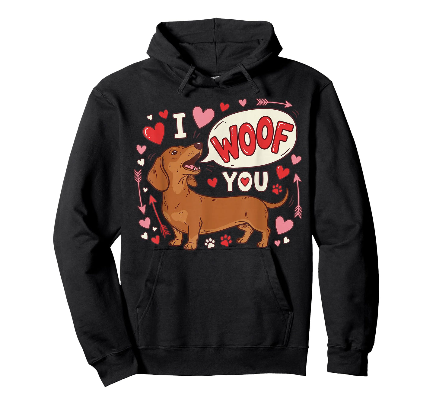 Dachshund Valentines Day I Woof You Love Wiener Dog Lover T-Shirt