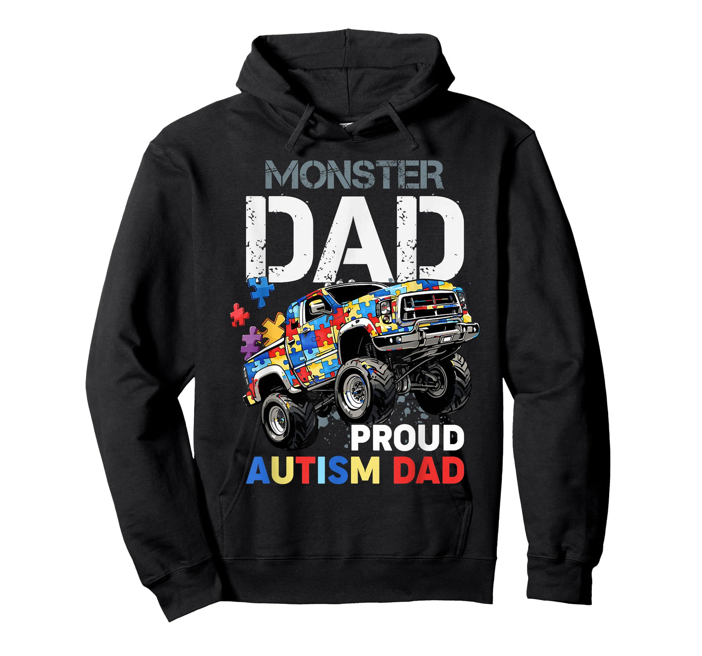 Proud Autism Monster Dad Truck Puzzle Awareness Month Design T-Shirt