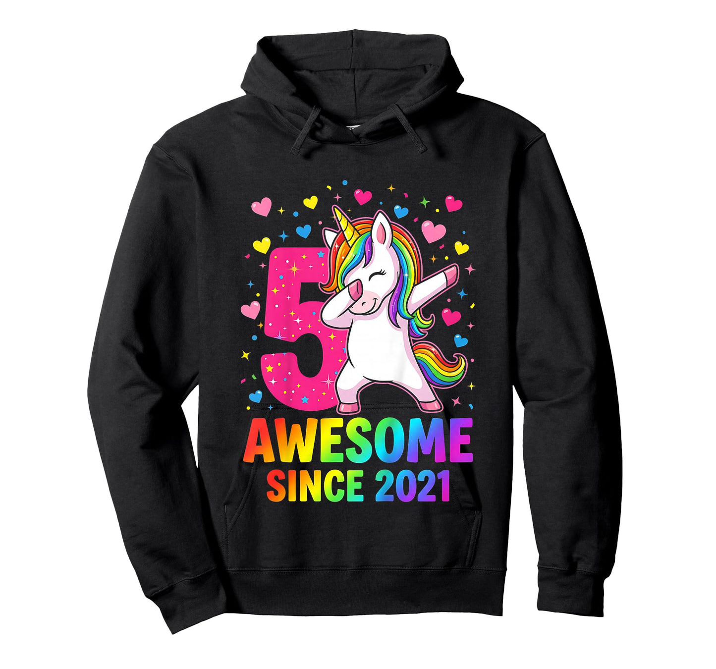 Kids 5th Birthday Girl Unicorn Shirt Awesome Since 2021 Unicorn T-Shirt